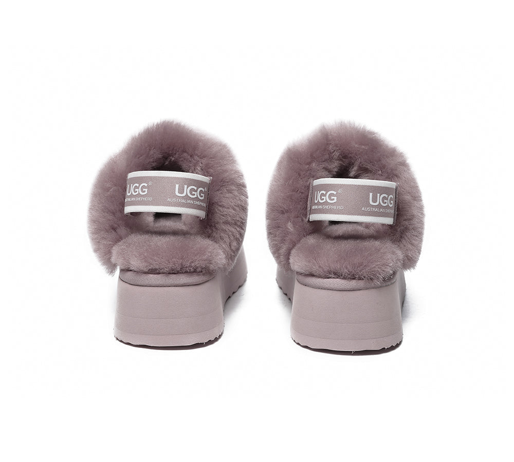 Australian Shepherd® Women's 2-Way Style UGG Slippers with Removable Strap - Slingback Platform Waffle Design for Cozy Home & Outdoor Wear