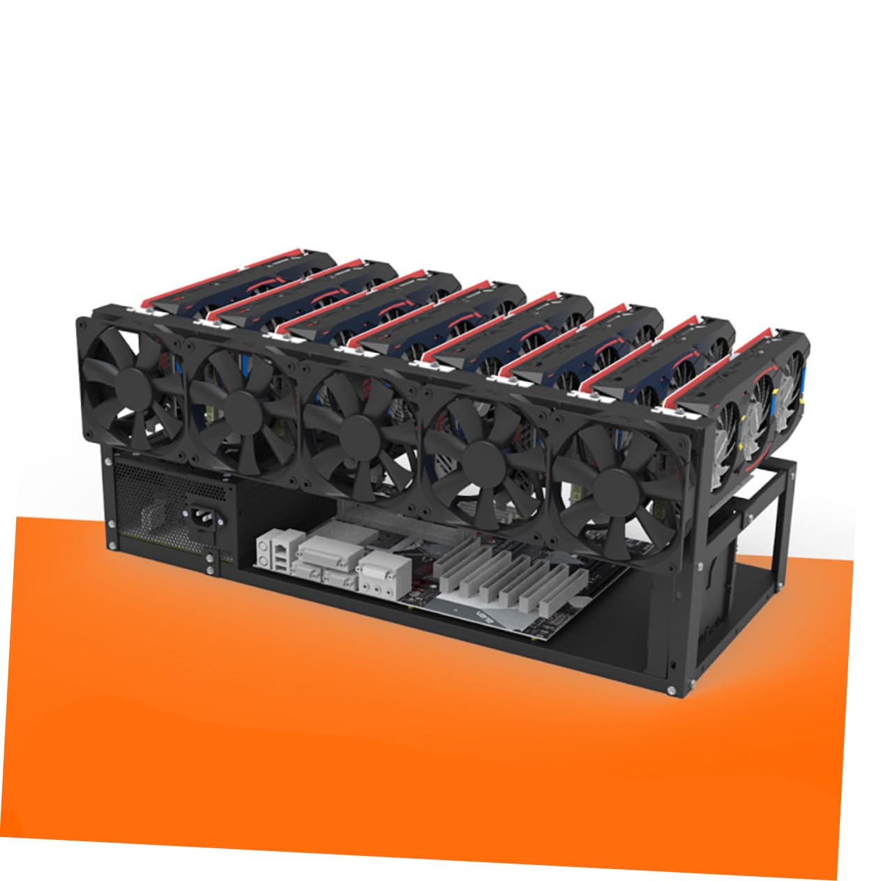 Mikikit RGB Open Air Computer Case - GPU Rack & Graphics Card Storage Bracket with Cold Rolled Sheet Metal for PC Builds, Gaming Rigs & Mining Rigs