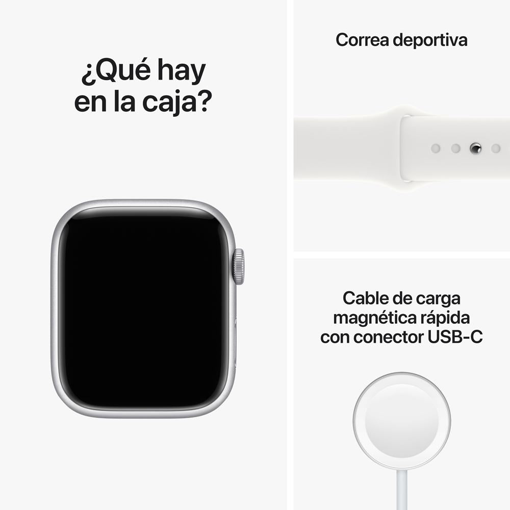 Apple Watch Series 8 (GPS) 45mm Silver Aluminum Case with White Sport Band - Perfect for Fitness Tracking, Workouts & Everyday Wear