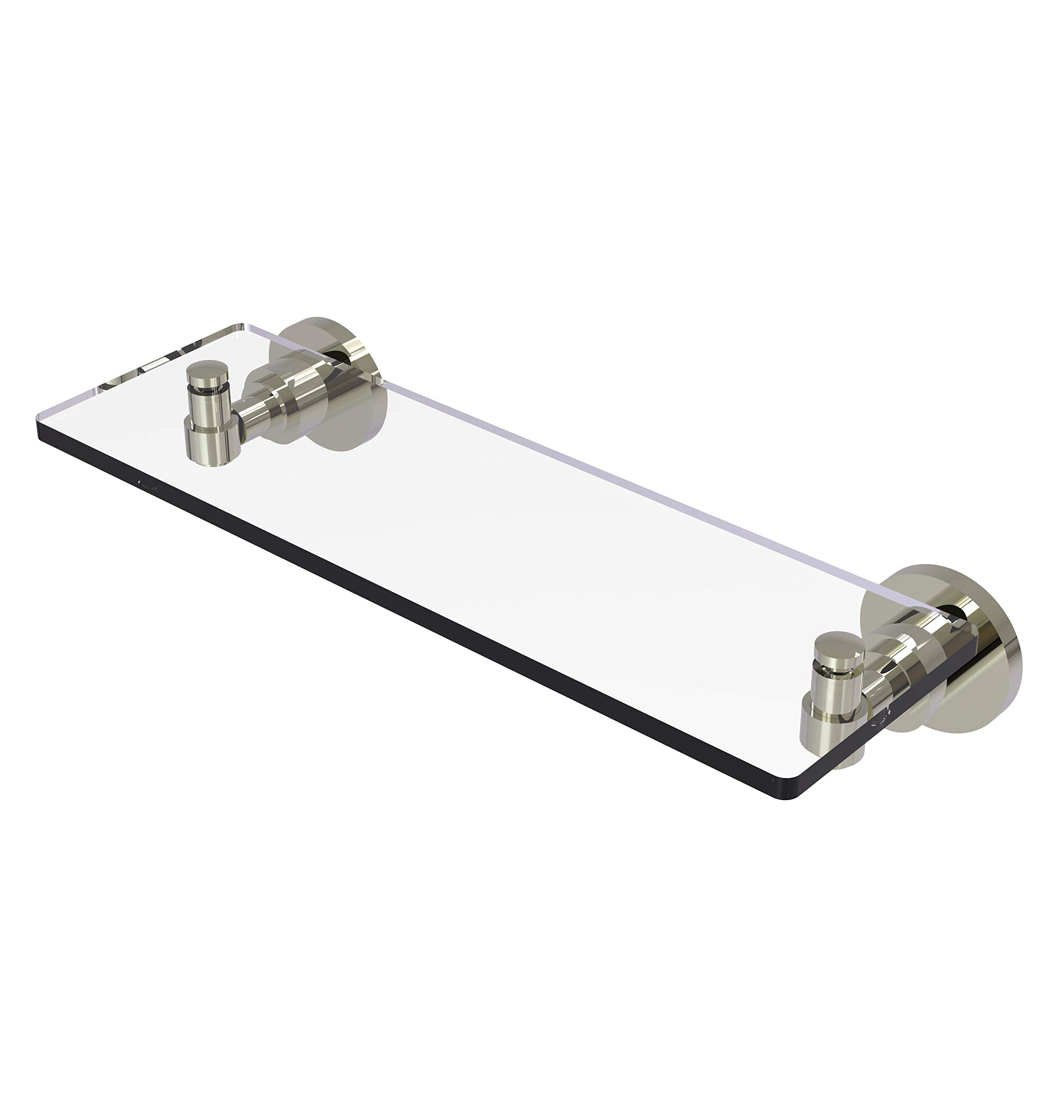 Allied Brass WS-1/16 16-Inch Beveled Edge Glass Bathroom Shelf in Polished Nickel - Perfect for Vanity, Shower, and Bathroom Storage Organization