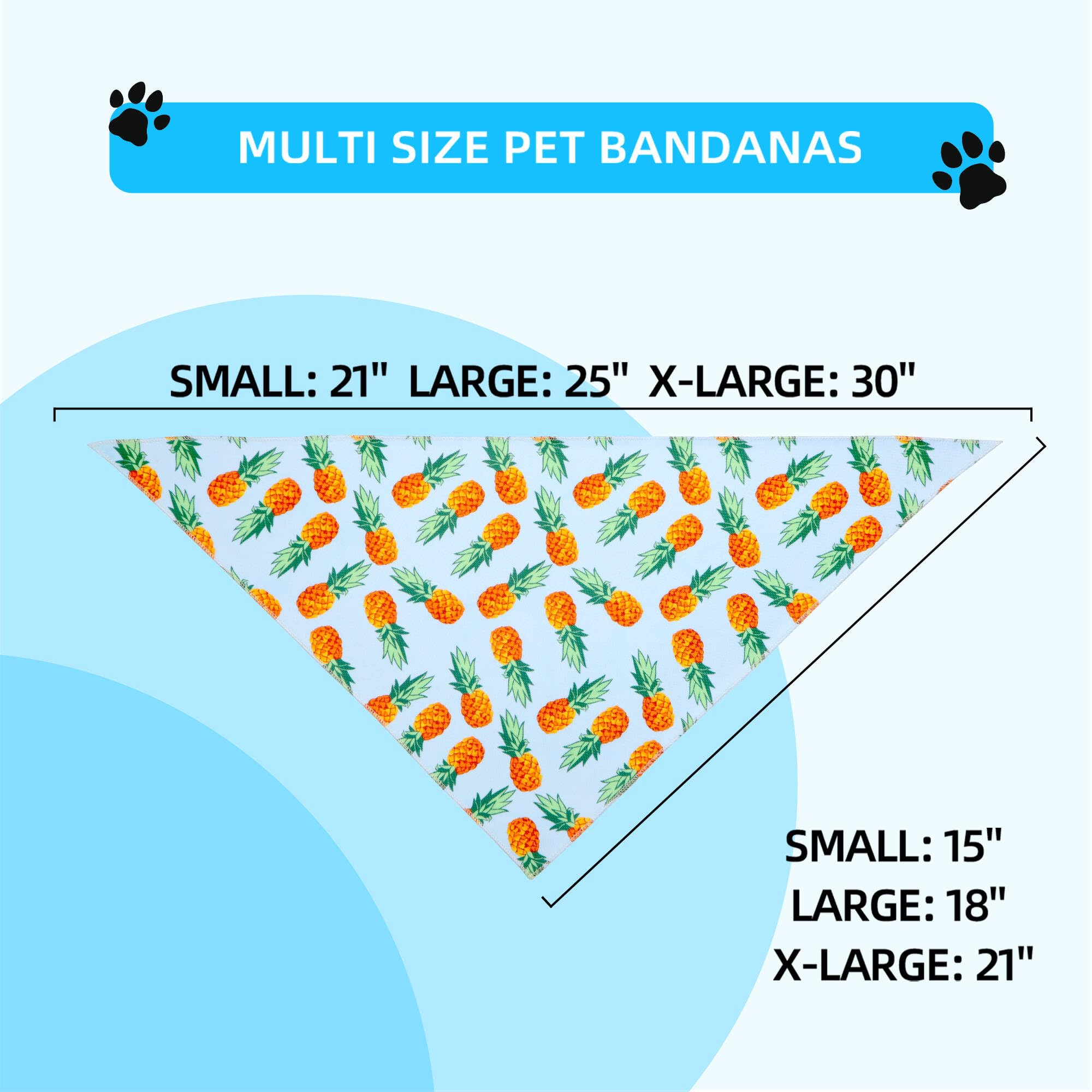 Cooling Bandana for Large Dogs - Lightweight & Quick-Drying Poly-Blend Summer Scarf with Adjustable Fit - Pineapple Pattern Pet Accessory for Hot Weather - Perfect for Outdoor Walks, Beach Trips & Backyard Play