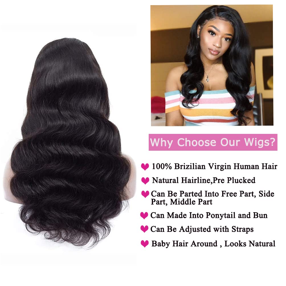 360 Full Lace Front Wigs Human Hair - Pre Plucked Body Wave 28 Inch HD Transparent Lace Wig for Black Women | Natural Hairline | Perfect for Daily Wear, Parties & Special Occasions