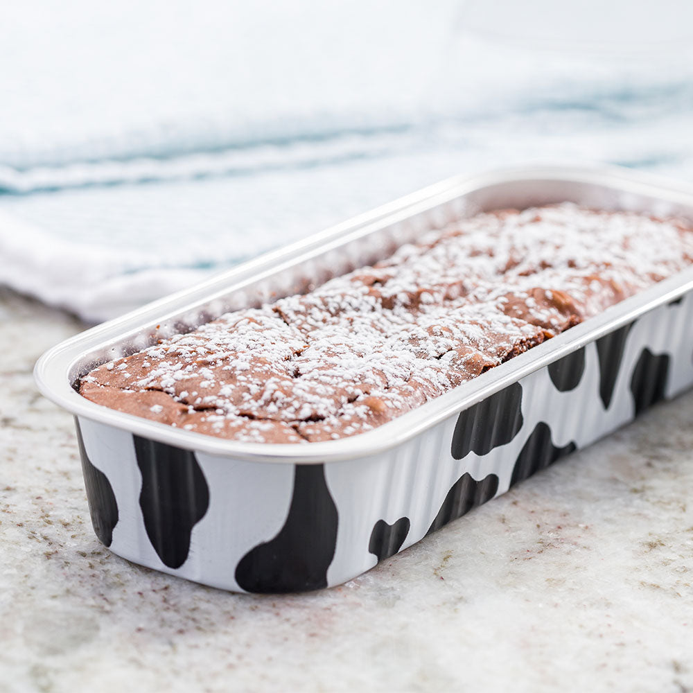 7 oz Rectangle Cow Lines Aluminum Baking Loaf Pan with Plastic Dome Lid - 6.5