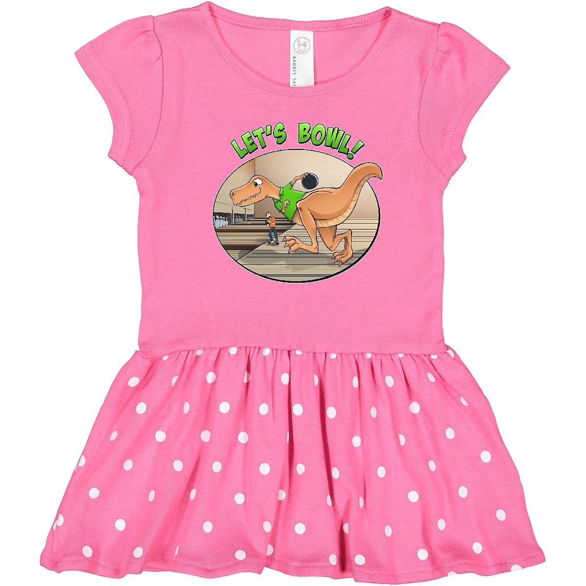 Inktastic Let's Bowl Tyrannosaurus Rex Dinosaur Toddler Dress - Cute Dino Print Casual Outfit for Girls & Boys, Perfect for Playdates, Birthday Parties & Everyday Wear