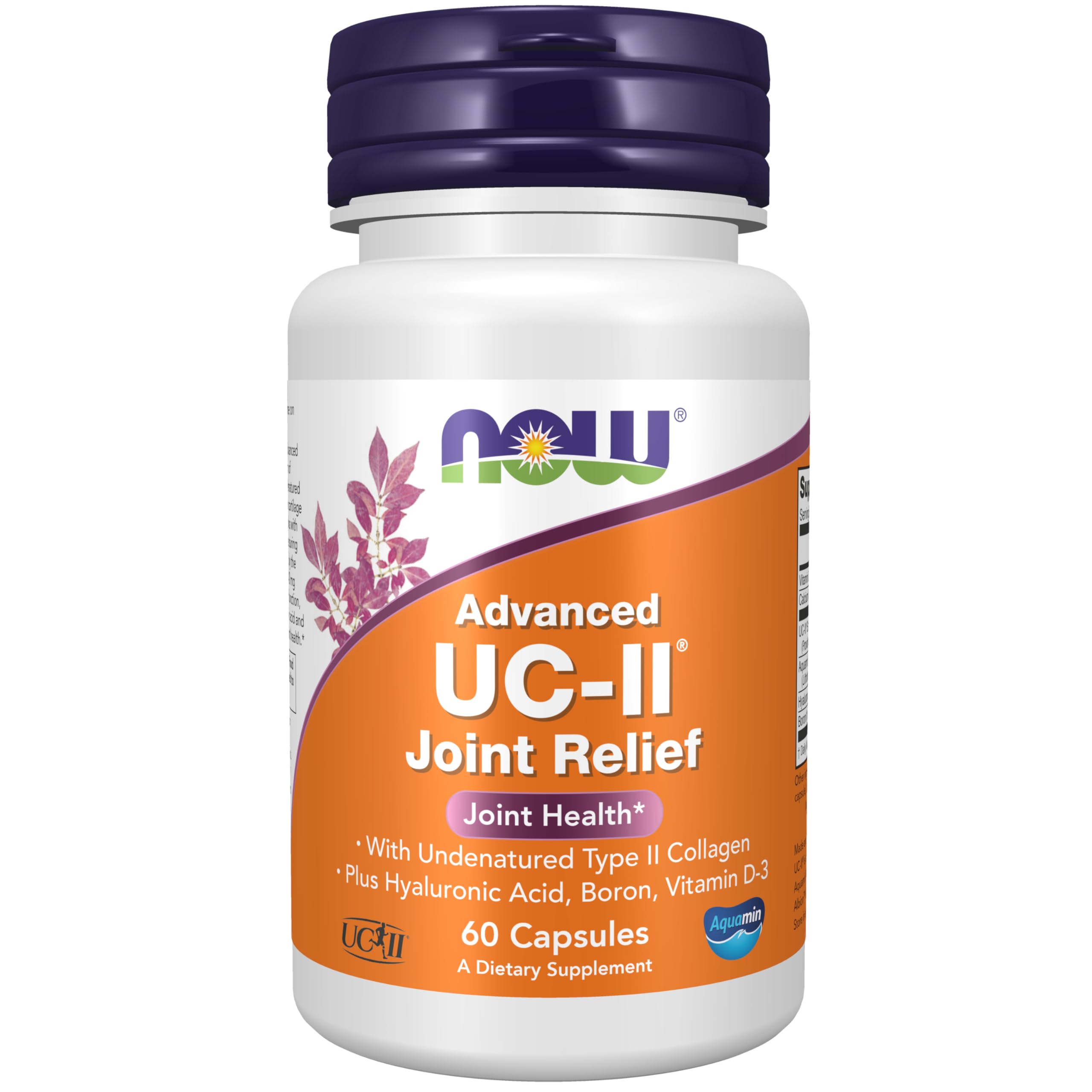 NOW Foods UC-II Advanced Joint Relief Supplement with Undenatured Type II Collagen, Hyaluronic Acid, Boron & Vitamin D-3 - 60 Vegetarian Capsules for Joint Pain, Arthritis & Mobility Support - Ideal for Active Lifestyles & Aging Adults