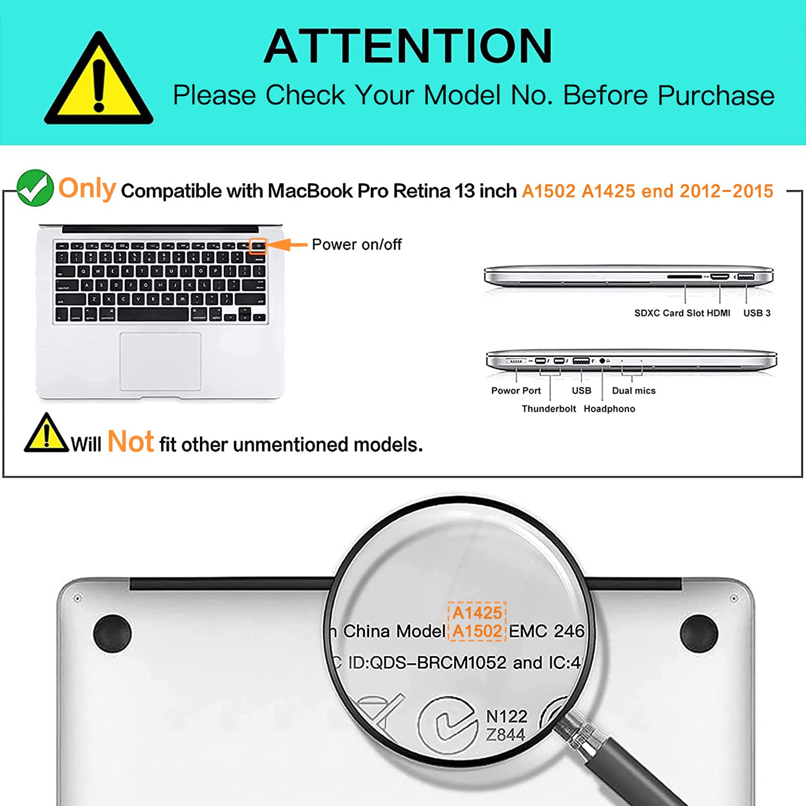 MOSISO Hard Shell Case & Vertical Sleeve Bag for MacBook Pro 13 inch (2012-2015 Models A1502 & A1425) - Durable Plastic Protective Cover with Pocket - Perfect for Travel, Office, and School Use - Black