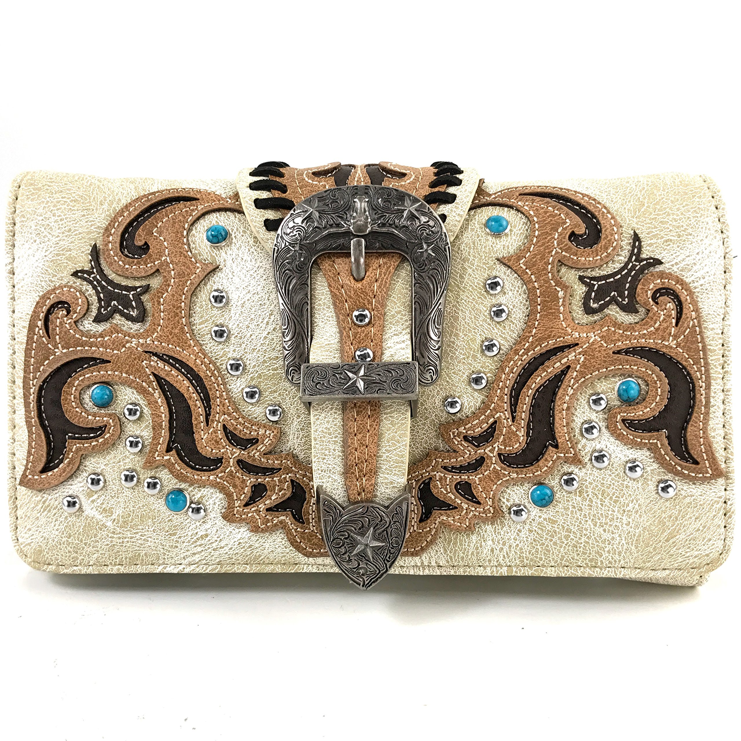 Justin West Concealed Carry Western Handbag - Longhorn Star Buckle Tritone Leather Purse for Women | Perfect for Everyday Use, Travel & Western Fashion Accessories