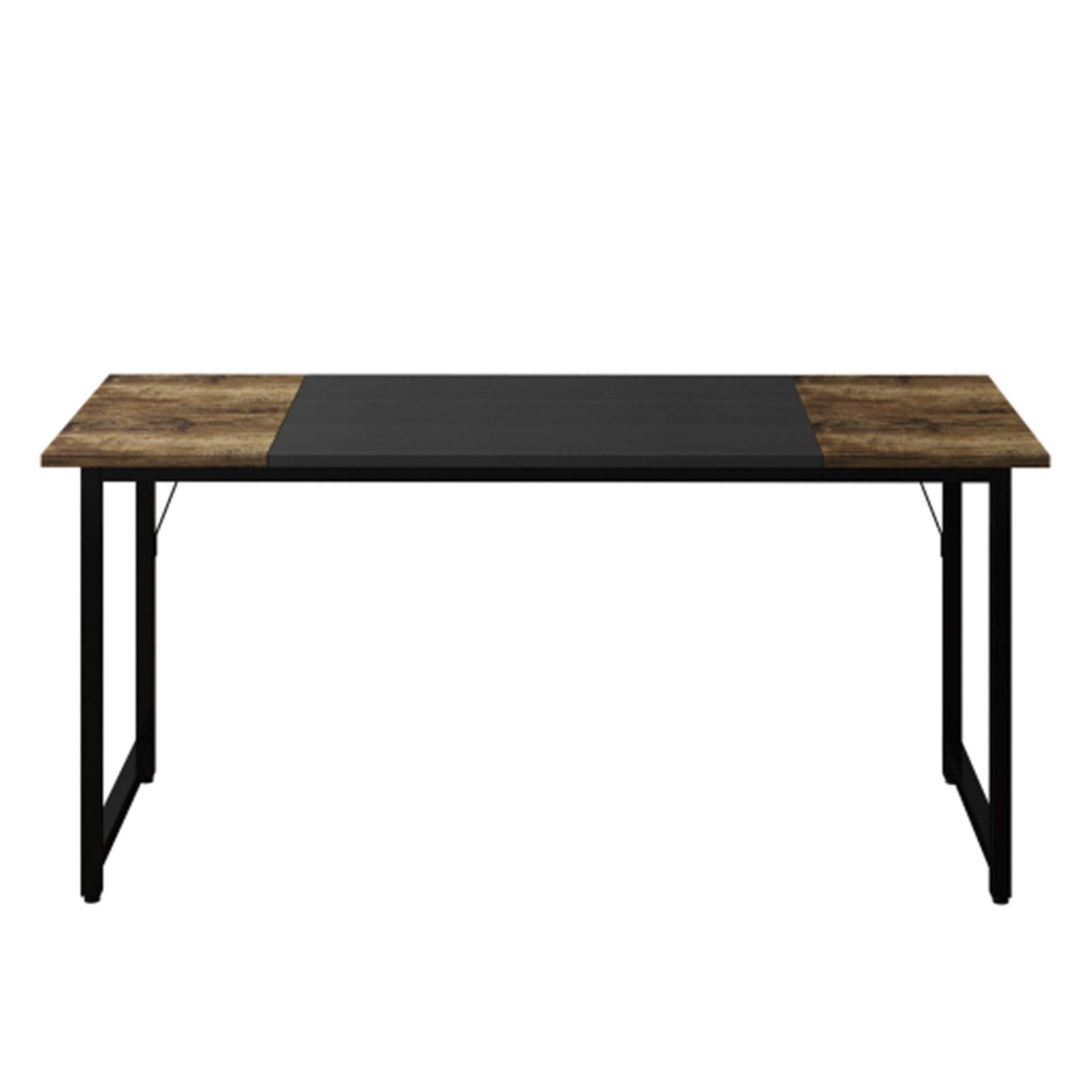 LQIAN Modern Home Office Desk with Shelves - Black Metal Frame Study Desk, Computer Desk with Storage & Contrasting Color Splice Design | Perfect for Small Spaces, Remote Work & Student Dorm Rooms