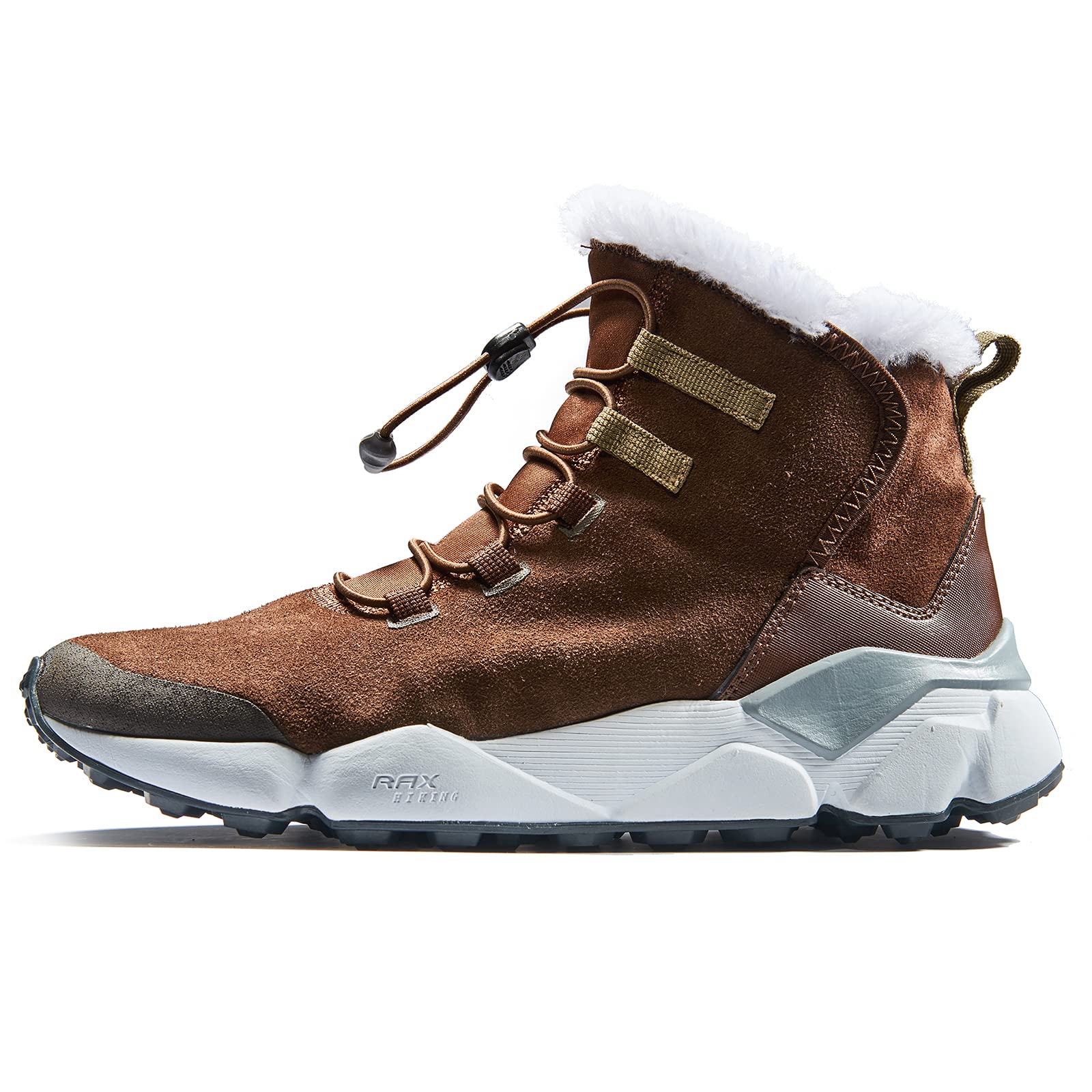 RAX Men's Winter Snow Boots - Waterproof Hiking & Outdoor Shoes with Fully Fur Lined High Top for Cold Weather, Snow Trekking & Mountain Adventures