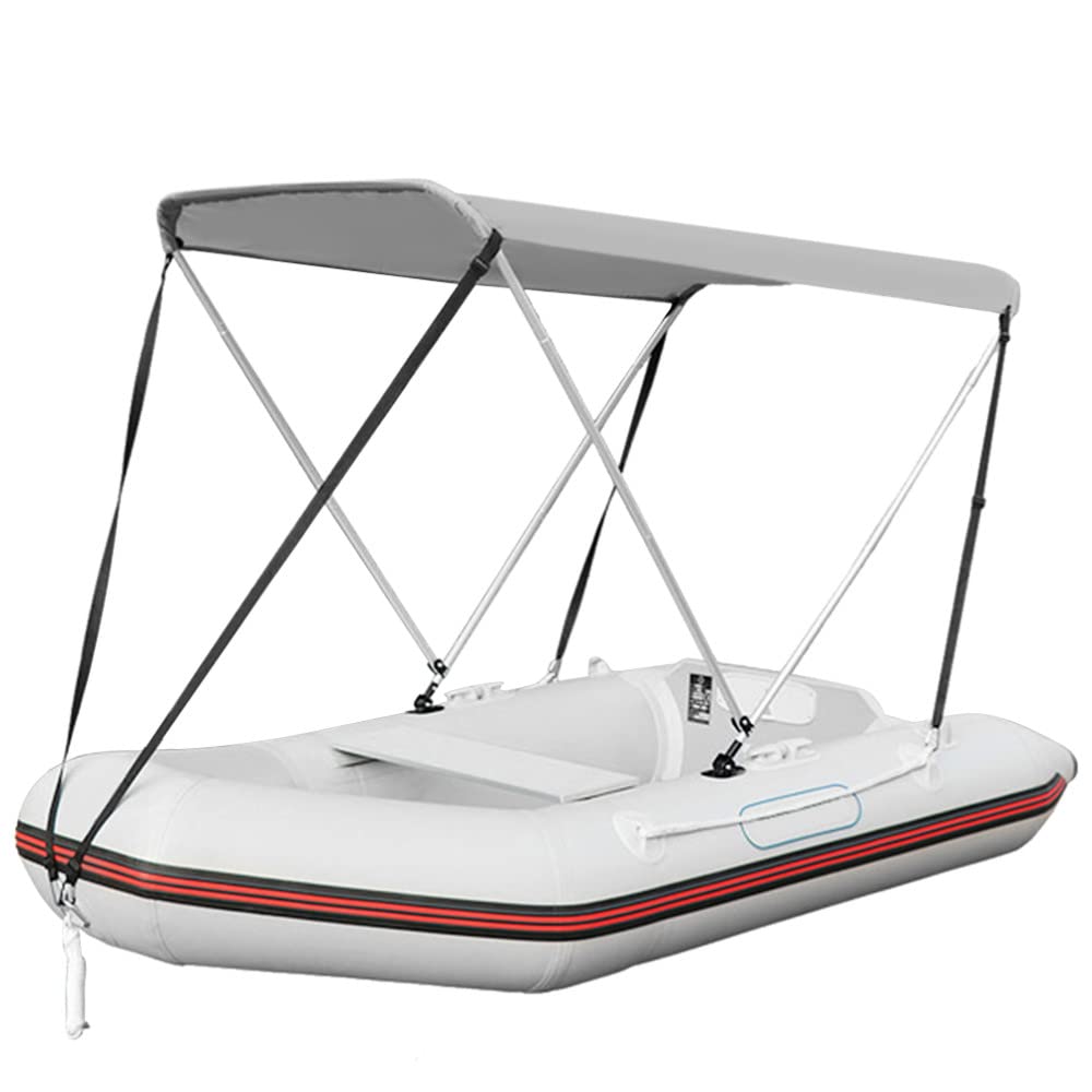 Nisorpa 4 Bow Bimini Top Cover - Waterproof Boat Canopy Sun Shade for Inflatable Boats 39.3-55in - Universal Replacement Top with Frame Hardware & 4 Straps - Perfect for Fishing, Cruising, and Water Sports
