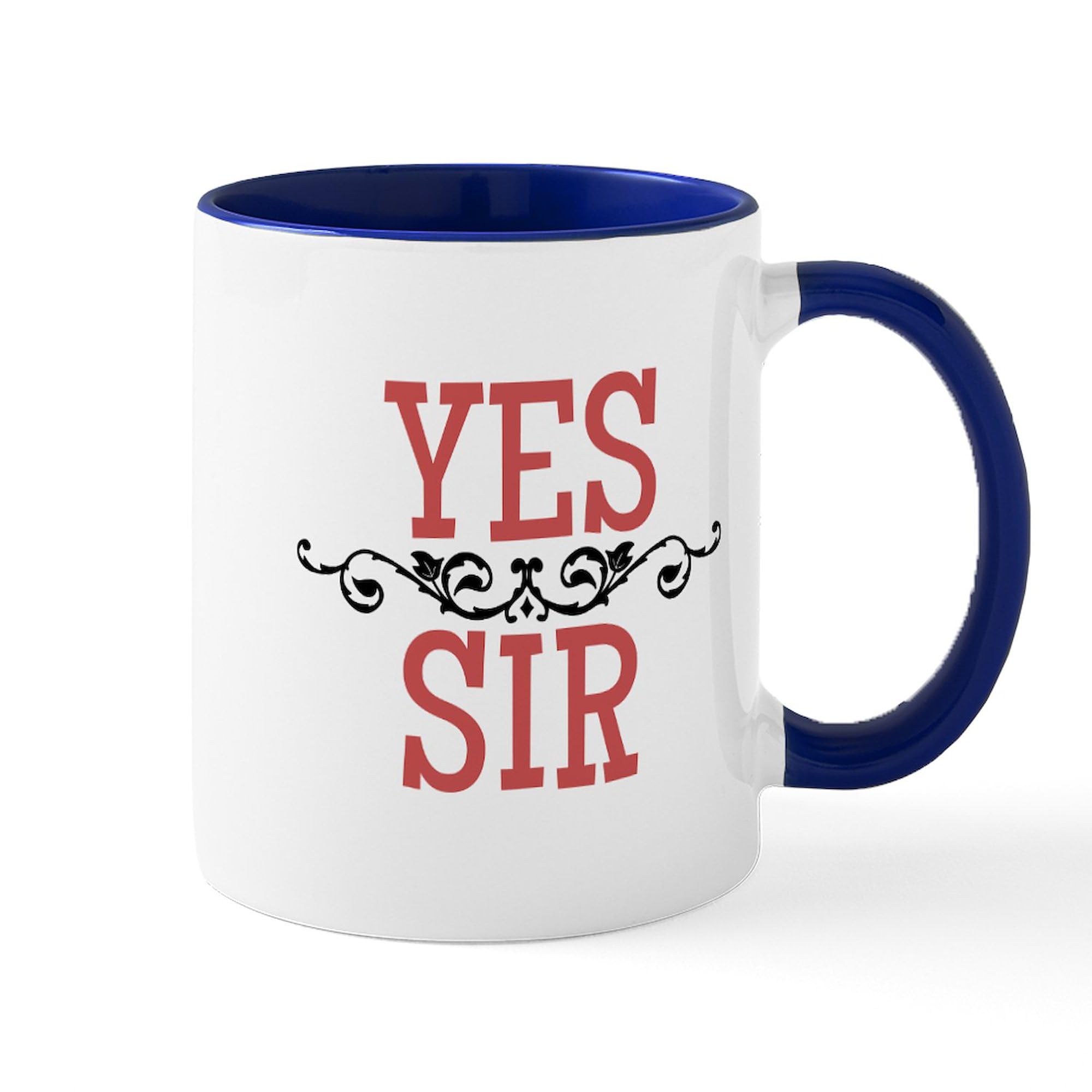 Yes Sir Ceramic Coffee Mug - 11 oz (325 ml) White Coffee Cup for Office, Home & Gifts - Durable Dishwasher Safe Mug for Tea, Hot Chocolate & Morning Brews
