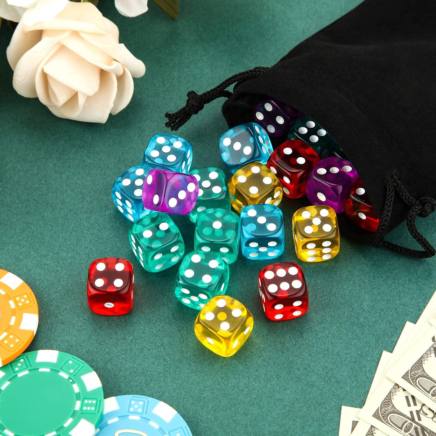 100-Piece 10-Color Transparent Acrylic 6-Sided Dice Set for DND, MTG, RPG, Tabletop Games - Perfect for Tenzi, Yahtzee, Bunco & Math Teaching | Great for Game Nights, Classroom Activities & Strategy Sessions