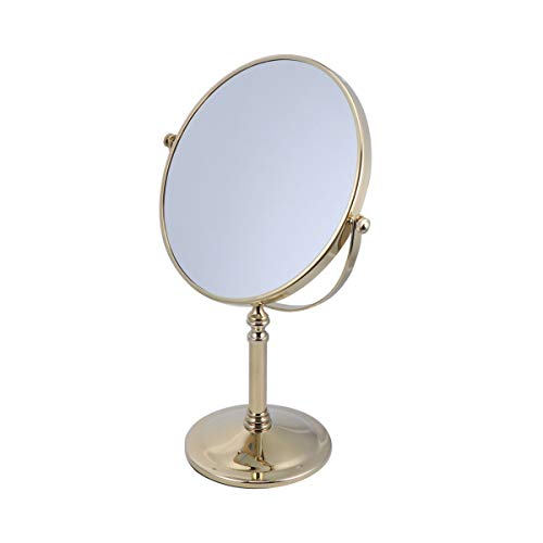FOMIYES 6 Inch Double-Sided Makeup Mirror with 5X Magnification - Golden Vanity Mirror for Home, Travel & Professional Makeup Artists - Perfect for Eyebrow Tweezing, Eyelash Application & Skincare Routine