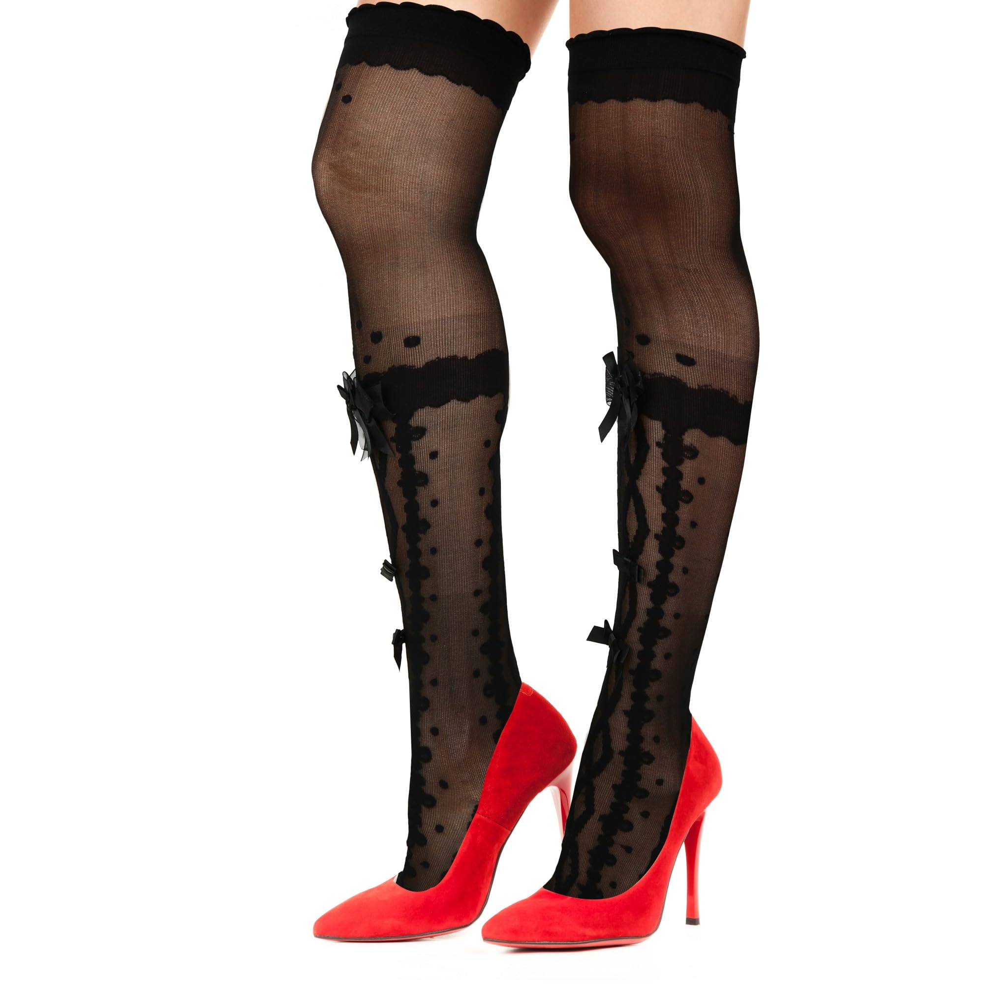 Benefeet Women's Lace Thigh High Socks - Sheer Over Knee High Stockings, Mesh Transparent Sexy Thigh Highs for Party, Cosplay & Fashion Outfits