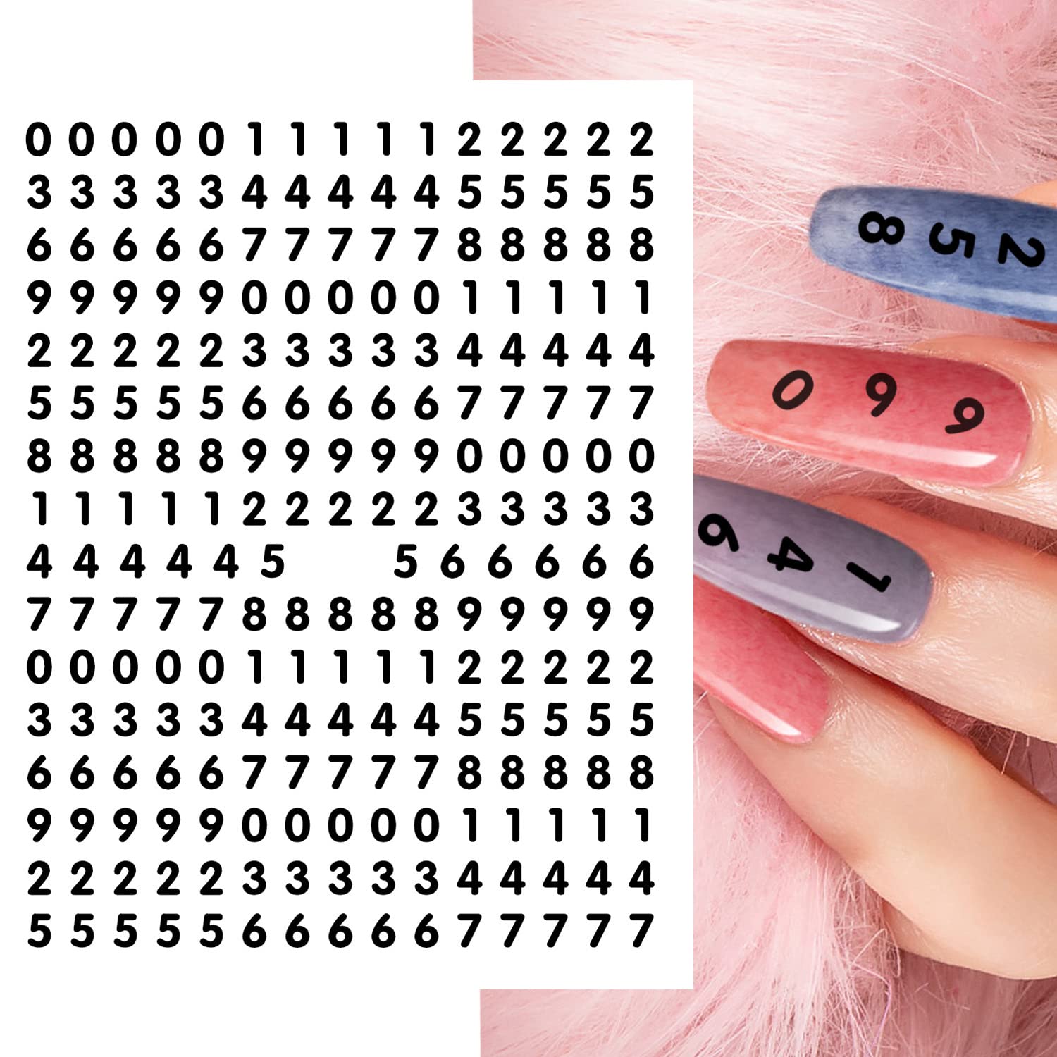 DANNEASY 8 Sheets Small Number Nail Art Stickers - Self Adhesive 3D Nail Decals for Women, Kids & Girls | Perfect for Nail Salon, DIY Manicure & Party Nail Designs