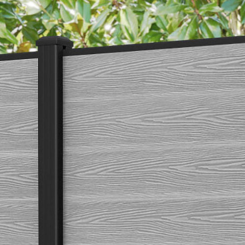 Classic Light Grey Fence Panel with Aluminum Posts - Durable & Stylish Outdoor Privacy Solution for Gardens, Patios, and Backyards