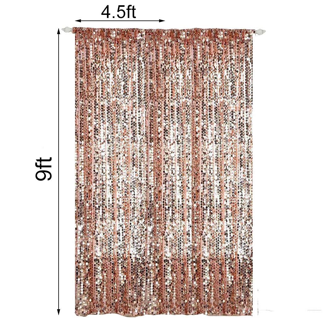 Sparkling Rose Gold Sequin Drapes - 9FT x 9FT Sequin Backdrop Curtains for Home Decor, Party Supplies, Thanksgiving & Christmas Decorations | Perfect for Weddings, Photo Booths & Holiday Celebrations