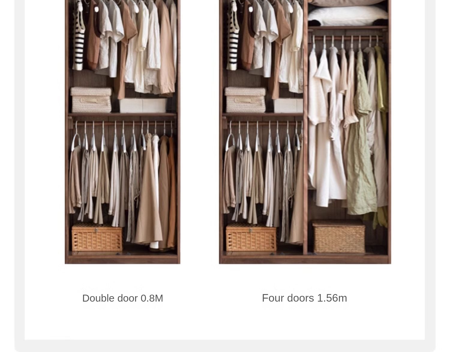 Premium Black Walnut Solid Wood Wardrobe - Handcrafted Closet Organizer with Adjustable Shelves | Perfect for Bedroom, Walk-in Closet & Master Suite Organization