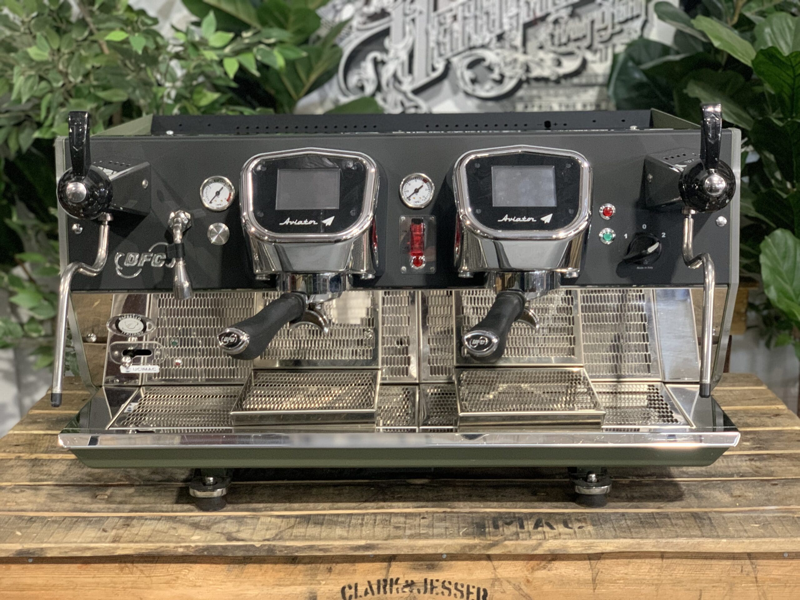 BFC Aviator 2 Group Dark Green & Black Commercial Espresso Machine - Perfect for Cafes, Restaurants, and Coffee Shops
