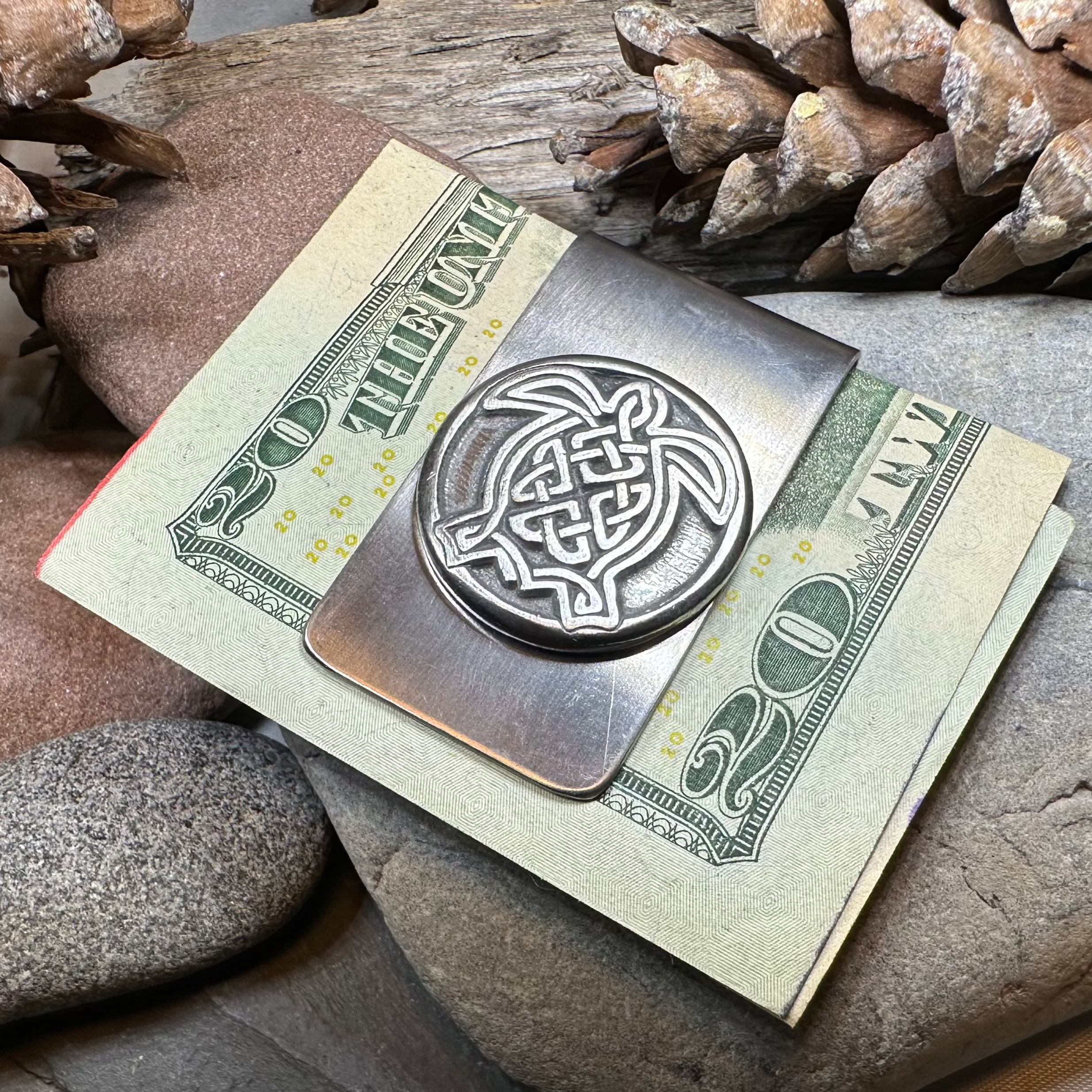 Celtic Turtle Money Clip - Handcrafted Stainless Steel Wallet Money Holder for Men | Perfect for Cash, Credit Cards & ID | Ideal Gift for St. Patrick's Day, Birthday & Anniversary