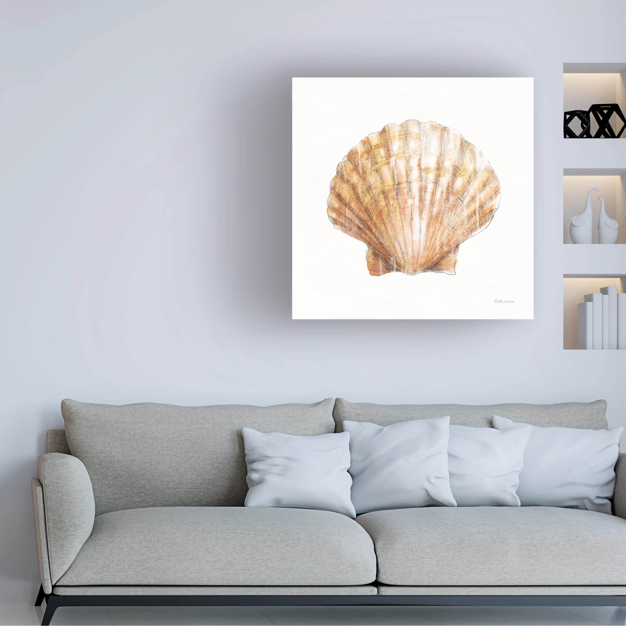 Beth Grove 'Golden Treasures VIII on White' Canvas Wall Art Print - Elegant Home Decor for Living Room, Bedroom & Office