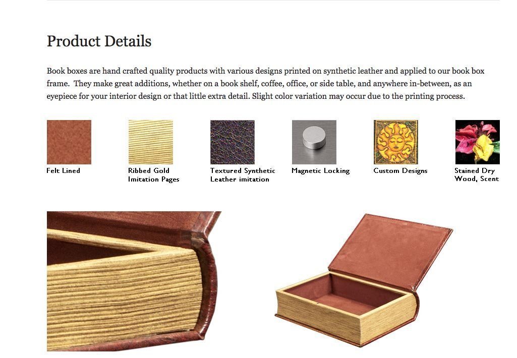Handmade Van Gogh Leather Book Box - Rustic Wooden Decorative Storage for Keepsakes, Jewelry & Valuables | Perfect for Home Decor, Gift Giving & Secret Stash