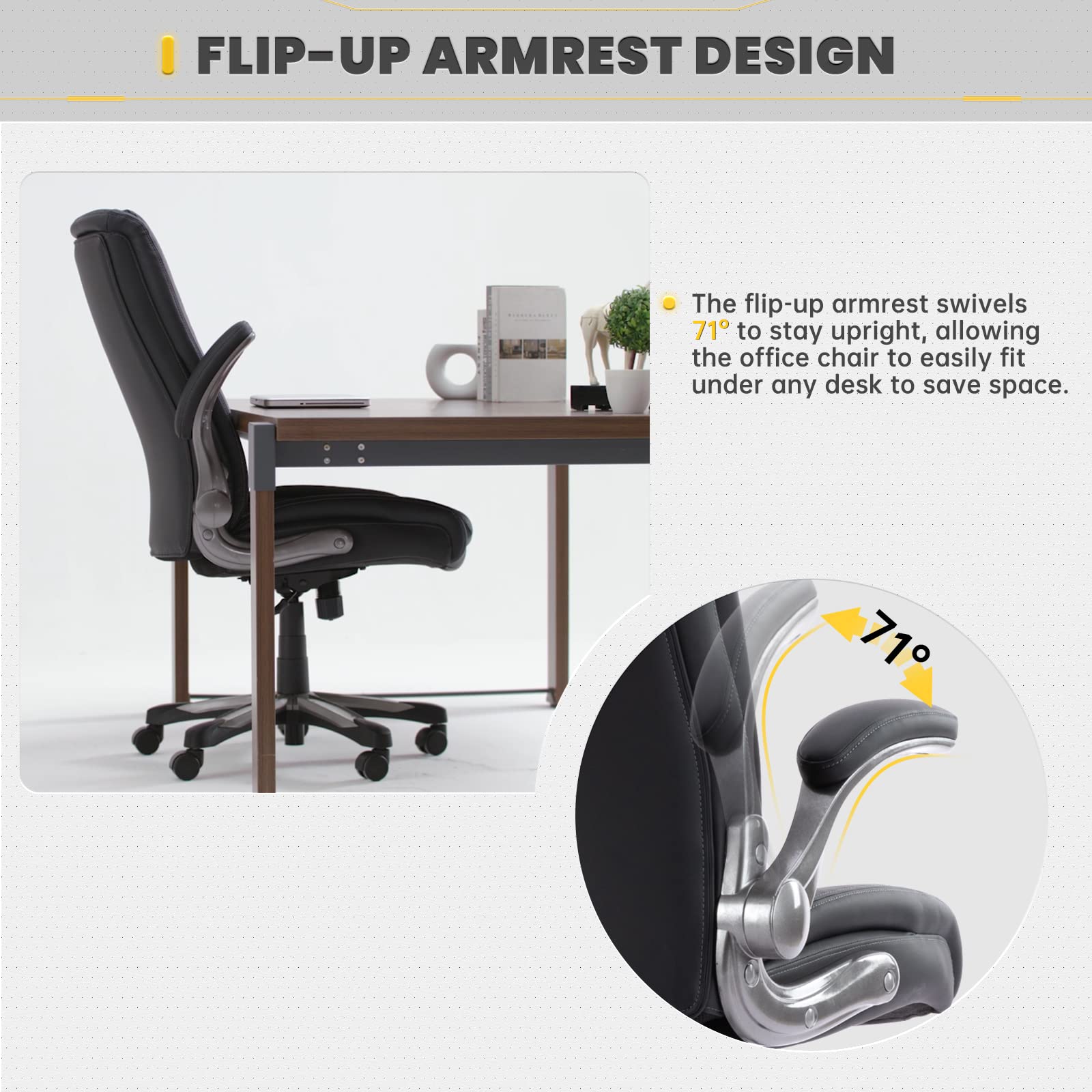 COLAMY Big and Tall Office Chair 400lbs Heavy Duty - High Back Executive Desk Chair with Flip-Up Arms & Wide Seat for Home Office - Ergonomic Computer Chair for Large Men - Perfect for Long Work Hours & Gaming Sessions (Black)
