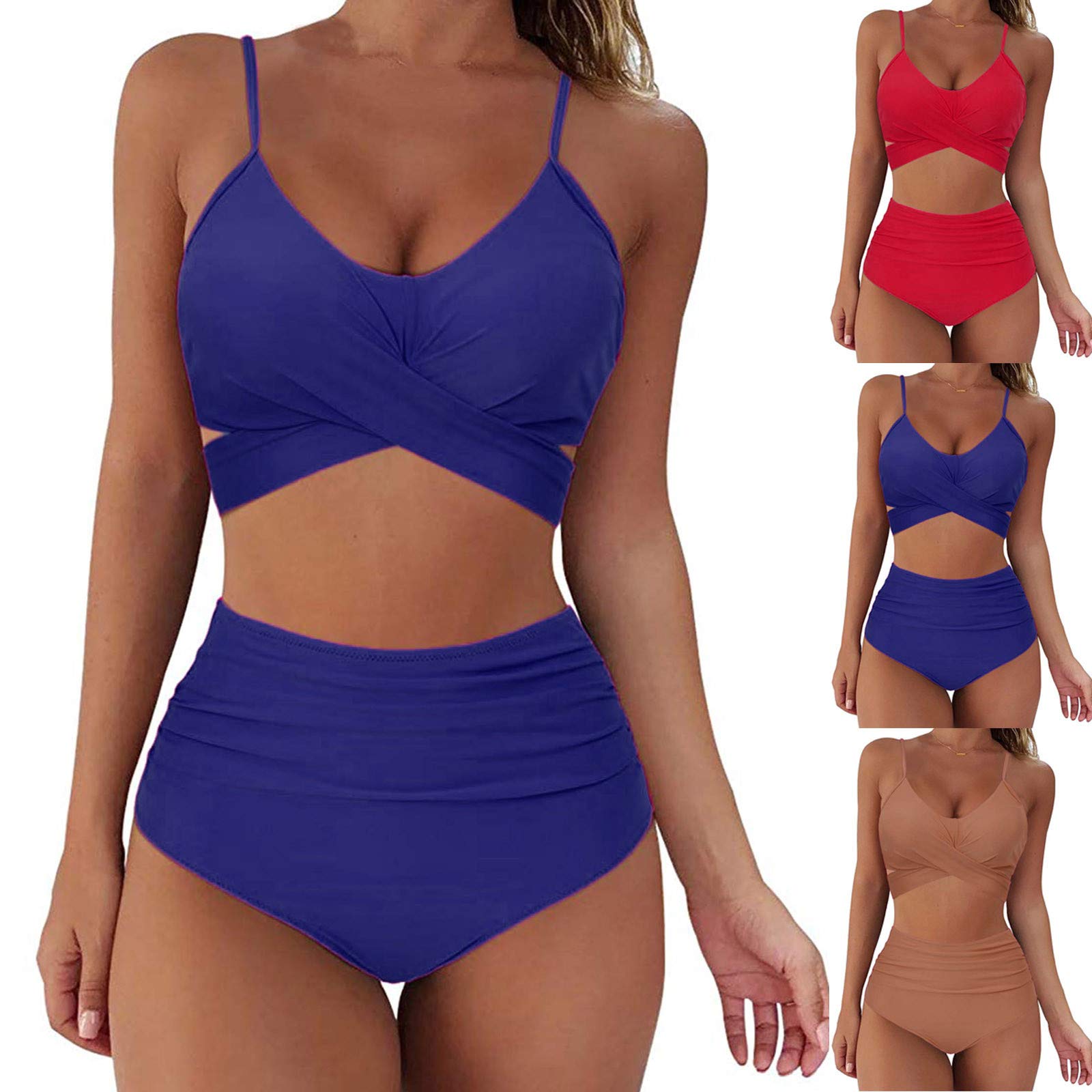 Women's Two Piece Bandage High Waisted Bikini Set - Push Up Tummy Control Wrap Monokini Swimsuit | Perfect for Beach Vacation, Pool Party & Summer Getaways