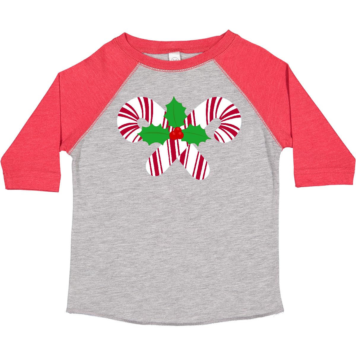 Inktastic Candy Canes and Holly Christmas Toddler T-Shirt - Festive Holiday Outfit for Kids, Cute Xmas Toddler Tee, Soft Cotton Christmas Shirt for Boys & Girls - Perfect for Family Photos, Holiday Parties & Christmas Morning