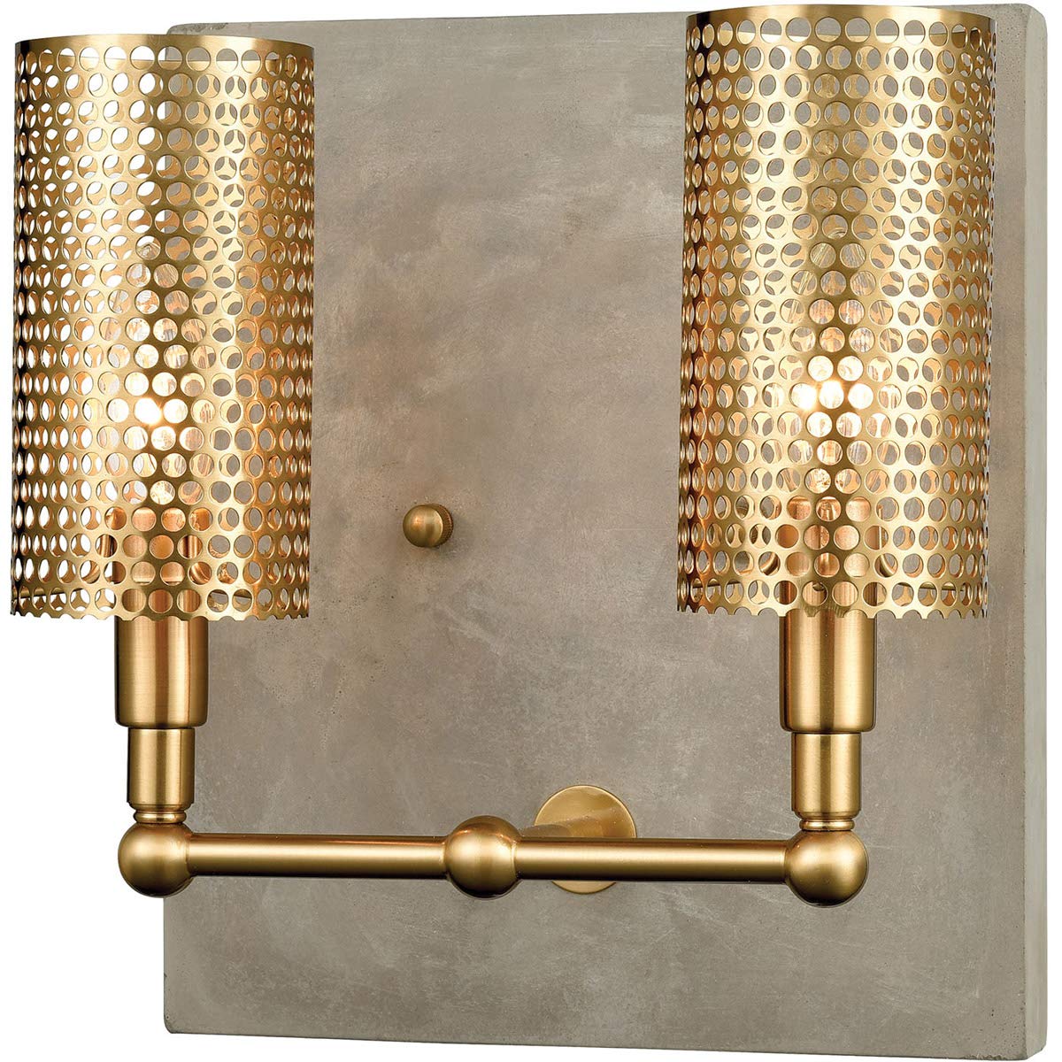 Vintage Industrial Wall Sconces - 2 Light Fixtures with Concrete & Aged Brass Finish - E12 Base 11