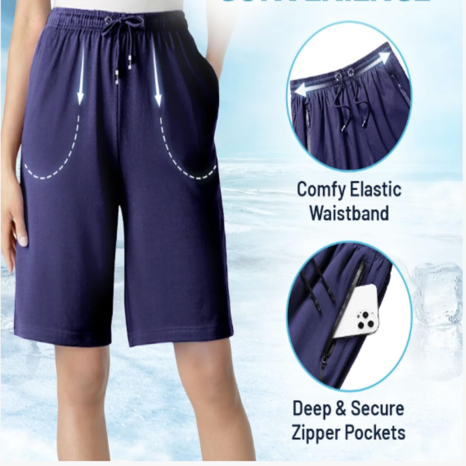 Premium Ice Silk Shorts for Women & Men - Breathable & Stretchy Summer Shorts for Yoga, Running, Lounge & Outdoor Activities