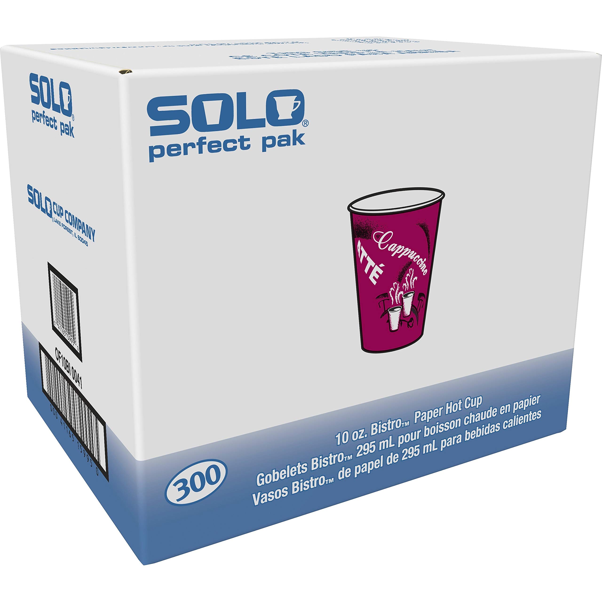 Solo Cup OF10BI0041 Bistro Design 10oz Maroon Paper Hot Drink Cups - 300 Count/Carton - Perfect for Coffee, Tea, Hot Chocolate in Cafes, Offices & Events