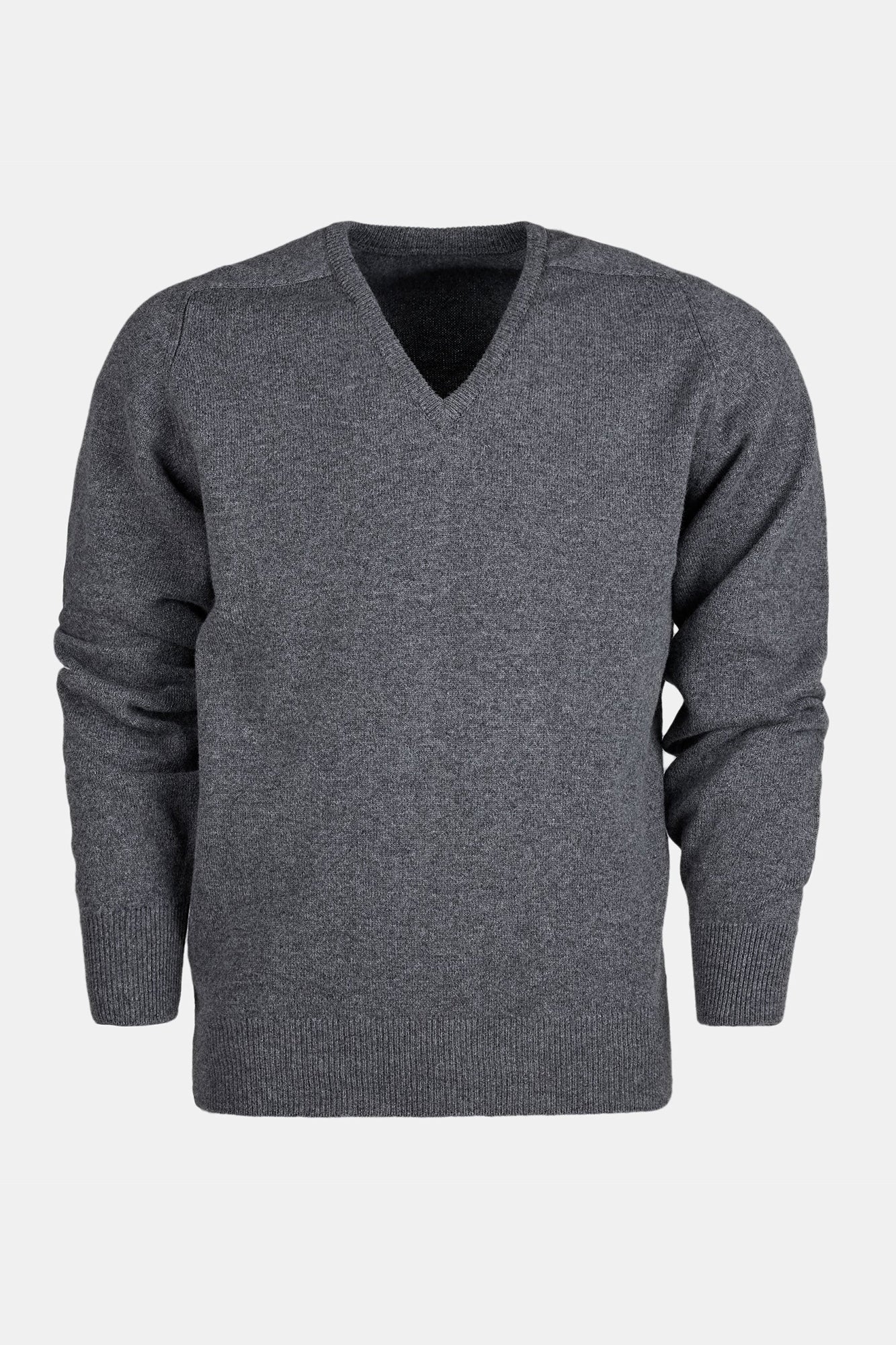 Men's Lambswool V-Neck Sweater - Soft Grey Winter Knit Pullover for Casual Wear & Office Outfits