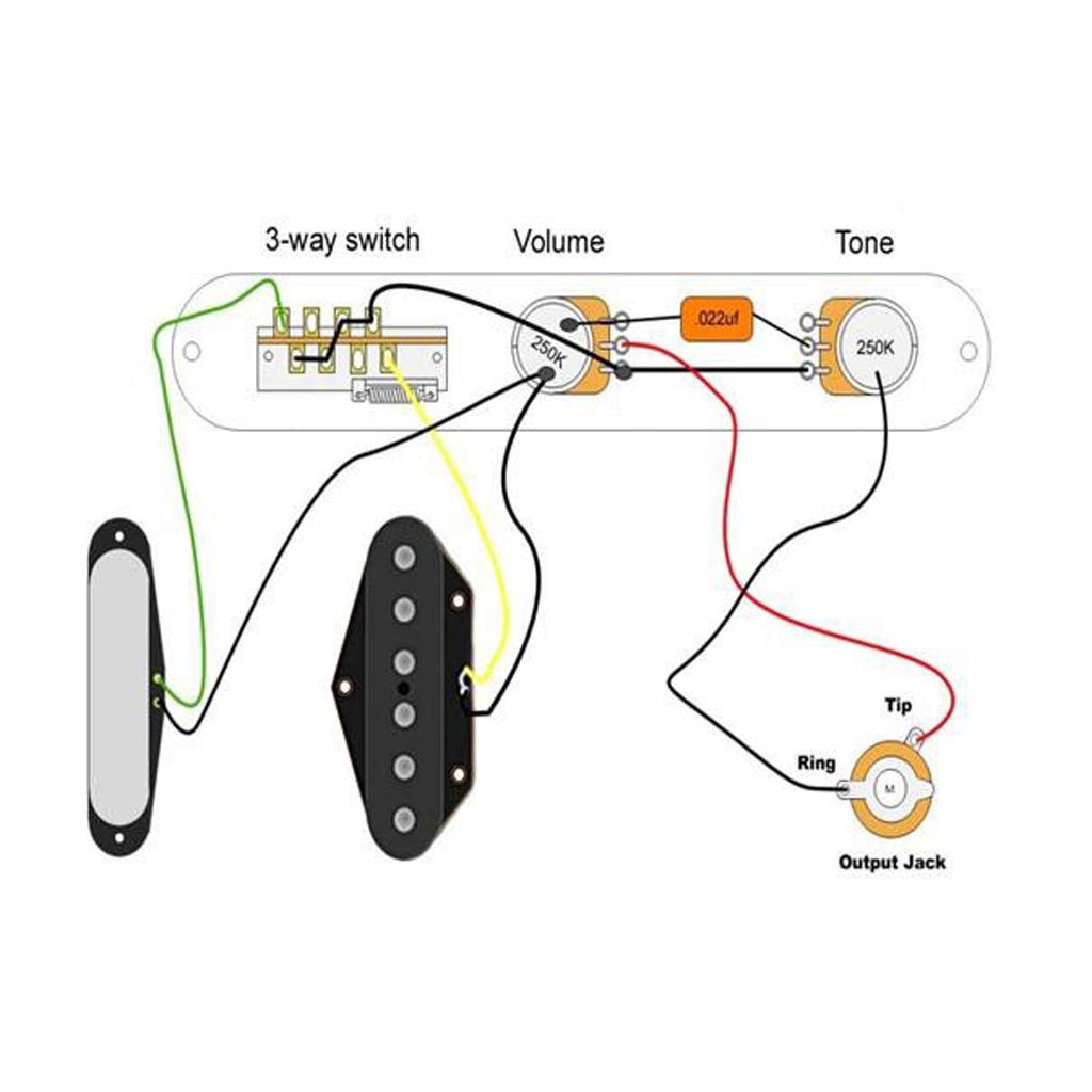6-String Saddle Bridge Plate with 3-Way Switch & Volume Control for Telecaster Electric Guitar - Black & White Reliefs | Includes Neck Pickup | Perfect for Guitar Upgrades & DIY Repairs