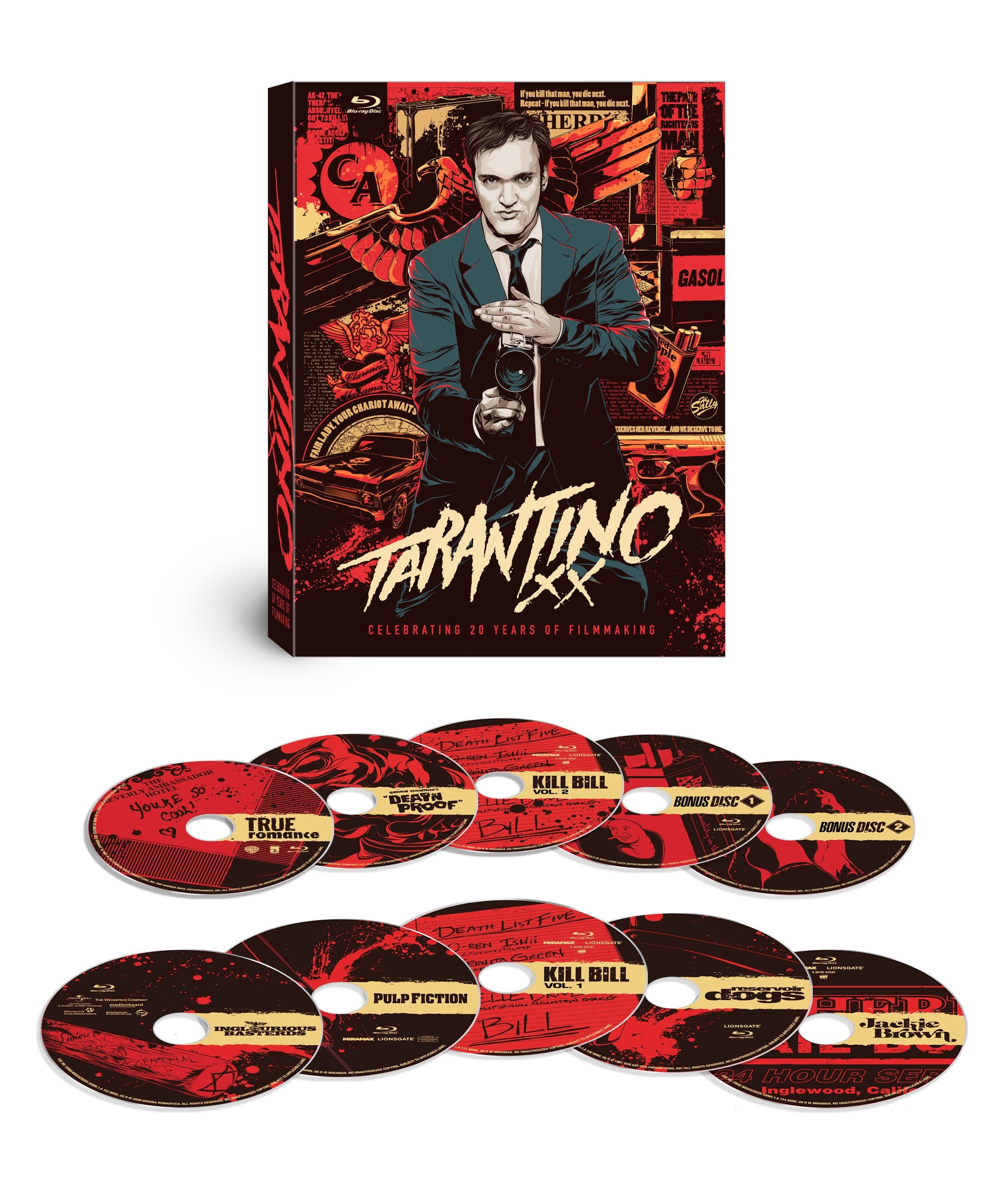 Tarantino XX: 8-Film Blu-ray Collection (Reservoir Dogs, True Romance, Pulp Fiction, Jackie Brown, Kill Bill Vol. 1 & 2, Death Proof, Inglourious Basterds) - Perfect for Movie Nights and Quentin Tarantino Fans
