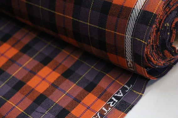 Bertoni Orange Tartan Scarf - Soft Wool Plaid Scarf for Women & Men - Perfect for Winter, Fall & Outdoor Activities