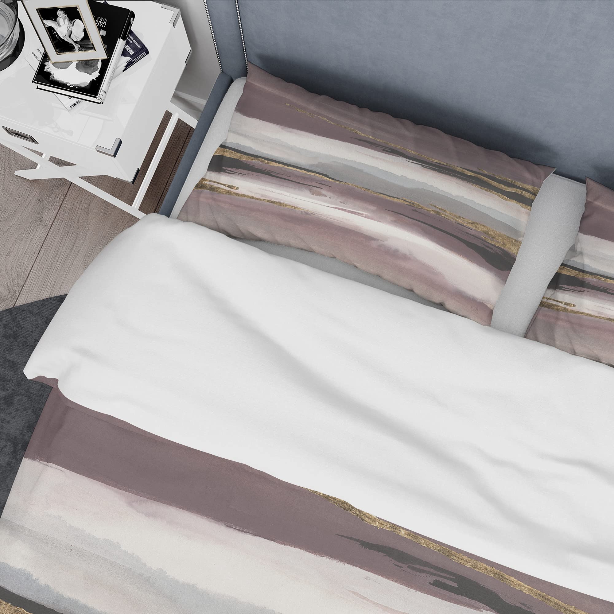DesignQ Purple Glam Storm Modern Duvet Cover Set - Twin Size Abstract Bedding 3-Piece Collection | All-Season Contemporary Luxury Bedding for Guest Rooms, Dorms & Master Bedrooms