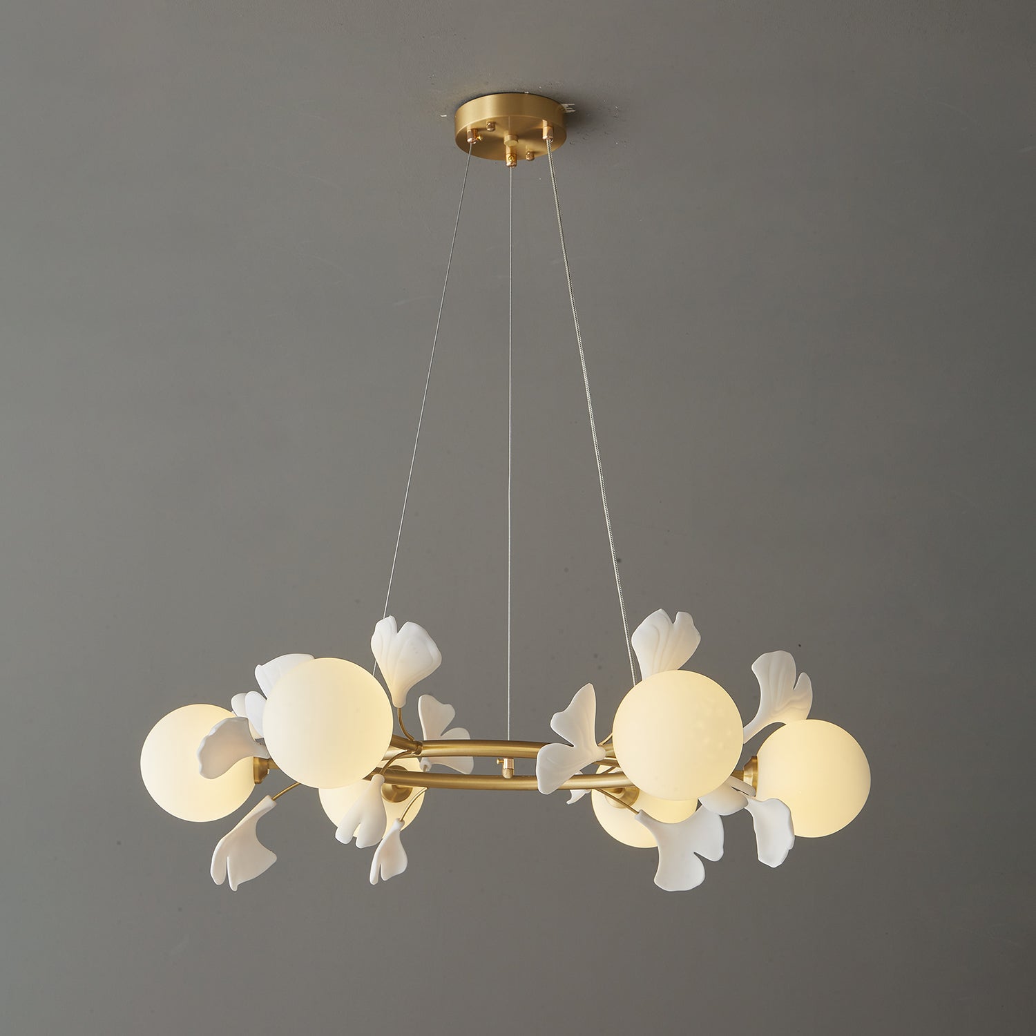 Evander Gingko Chandelier - Modern Leaf Design Crystal Ceiling Light Fixture for Dining Room, Living Room & Bedroom Decor