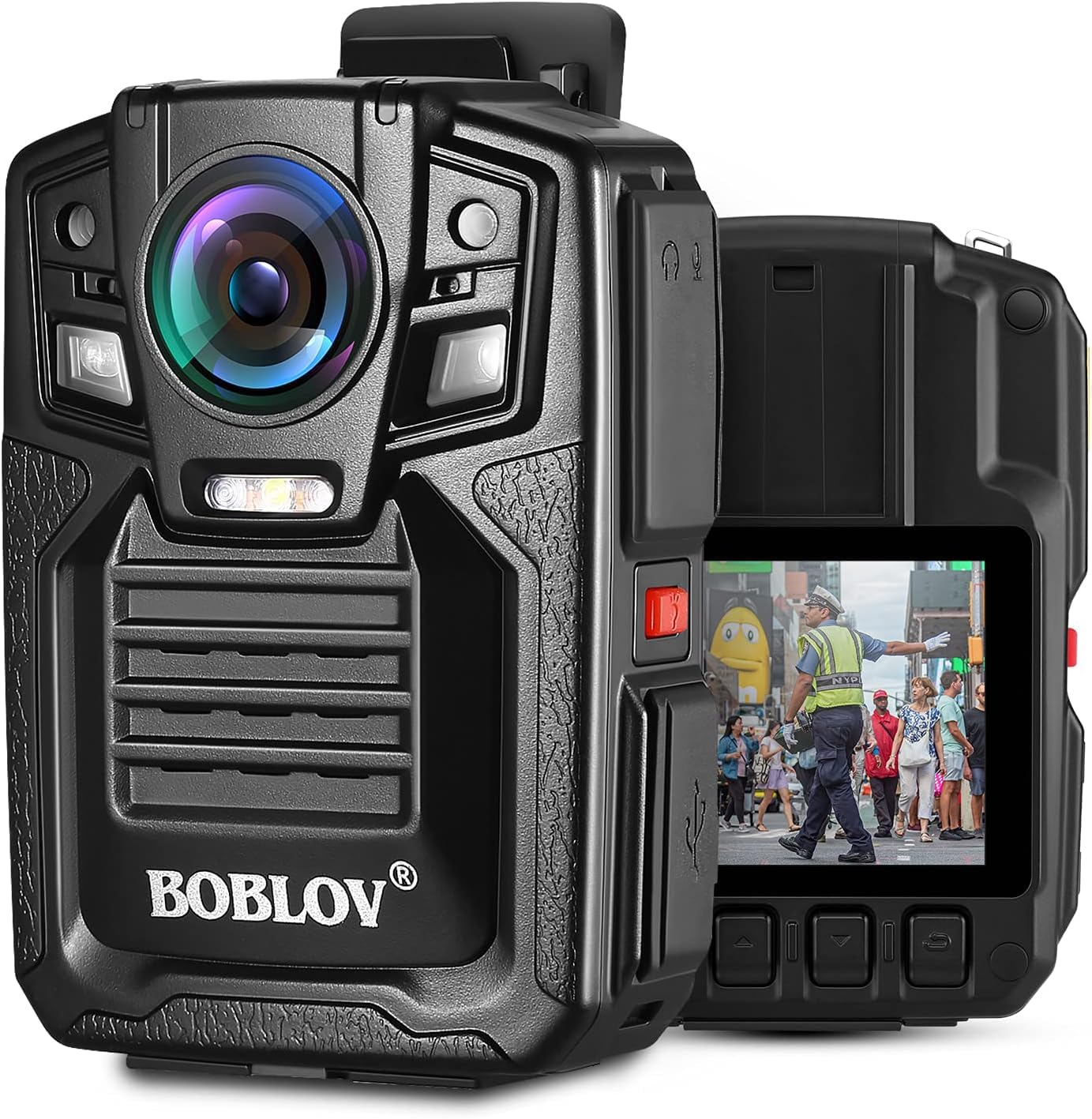 BOBLOV D7 2K Body Camera with 170° Wide Angle & Night Vision - IP67 Waterproof Security Camera with Audio/Video Recording - Includes 2 x 1950mAh Batteries & Charging Dock (128GB) - Ideal for Law Enforcement, Security Guards & Night Patrols