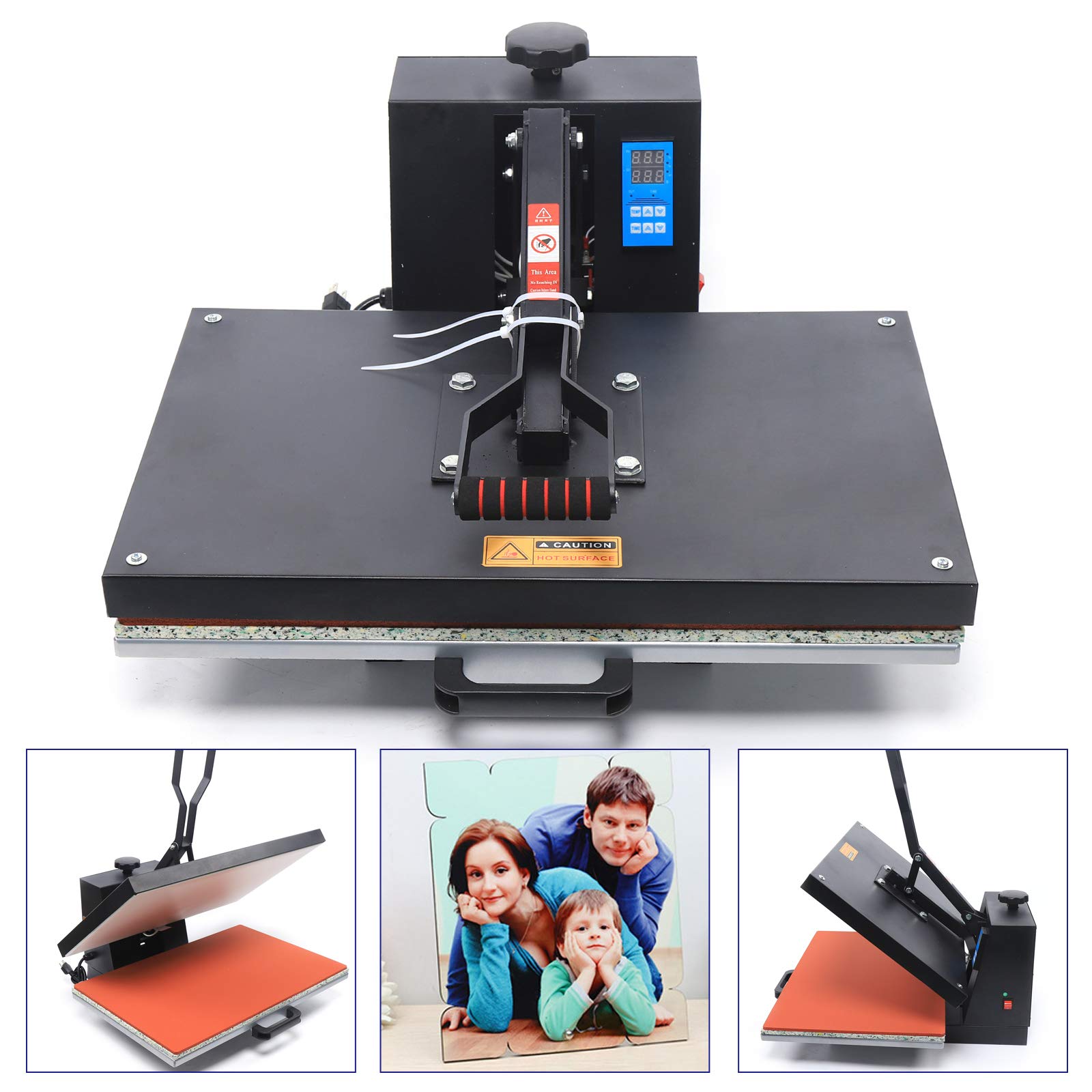 110V 16x24 Inch Digital LCD Heat Press Machine for Sublimation - Multifunctional T-Shirt, Hat, Mug & Plate Heat Transfer Press - Perfect for DIY Banners, Canvas Bags & Custom Apparel Projects