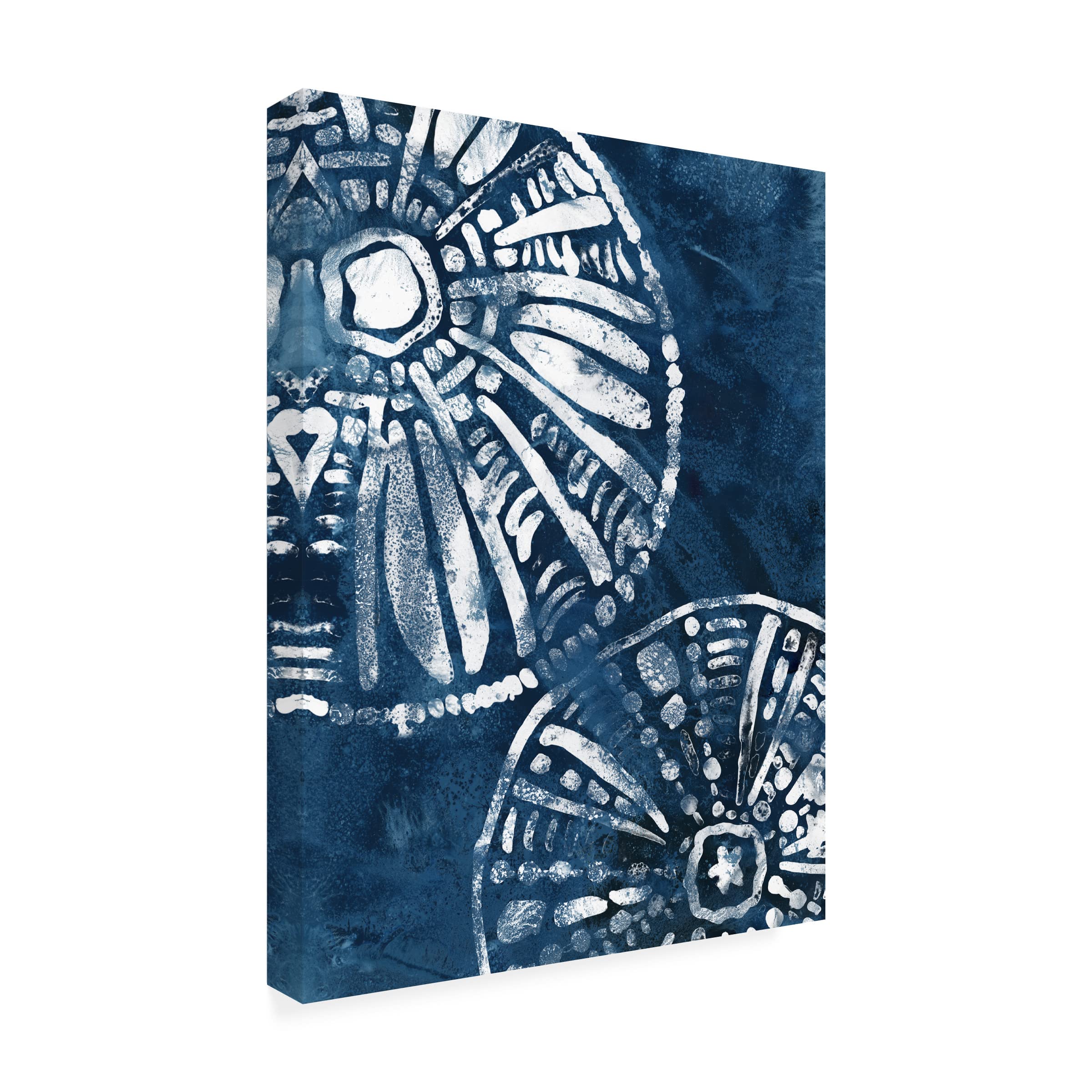 June Erica Vess 'Sea Batik III' Canvas Wall Art Print - Modern Coastal Home Decor for Living Room, Bedroom & Office - Handmade Tropical Beach Painting