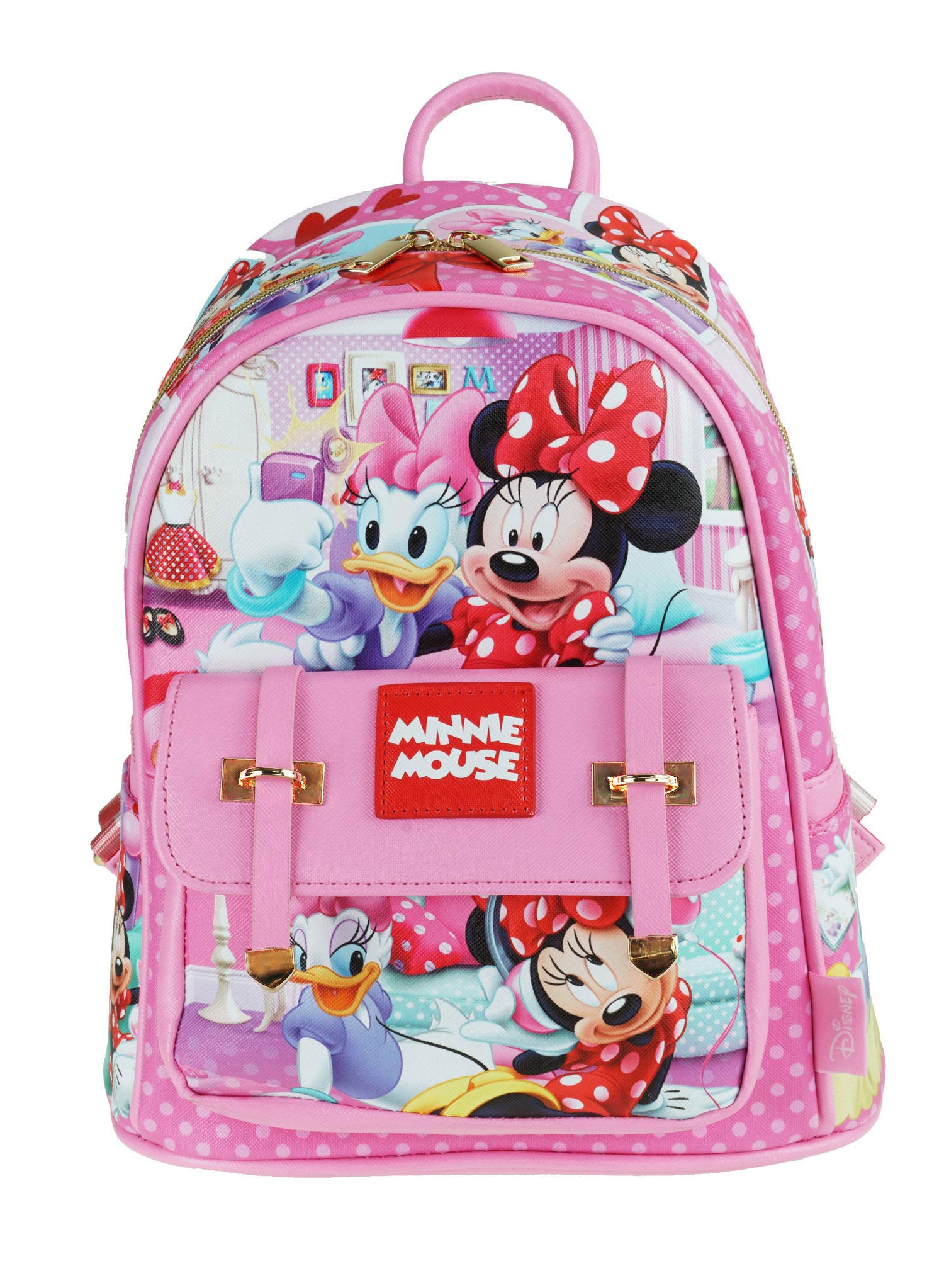 Minnie Mouse and Friends 11 Inch Faux Leather Mini Backpack for Kids - Disney Character School Bag, Cute Small Purse for Girls, Perfect for School, Travel & Theme Parks - A20523