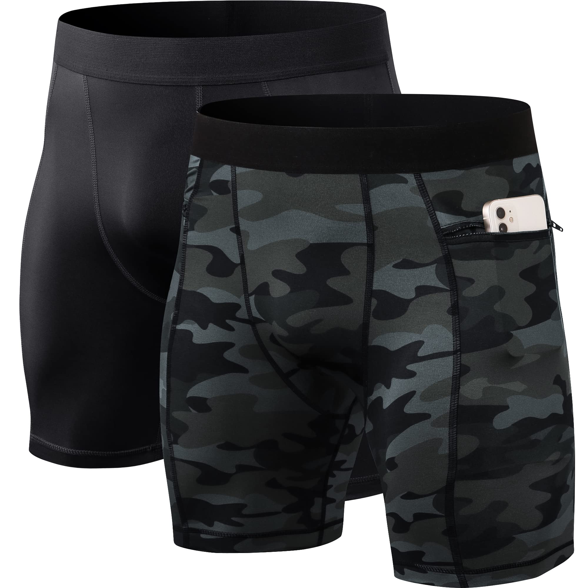 Anawakia Men's Compression Shorts with Zipper Pocket - Moisture Wicking Workout Shorts for Running, Gym & Sports - Breathable Spandex Athletic Underwear for Active Lifestyle