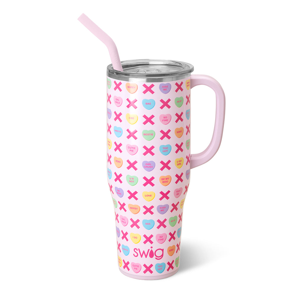 Be Mine Mega Mug 40oz - Large Insulated Tumbler with Lid & Straw - Perfect for Coffee, Tea & Cold Drinks at Home, Office or Travel