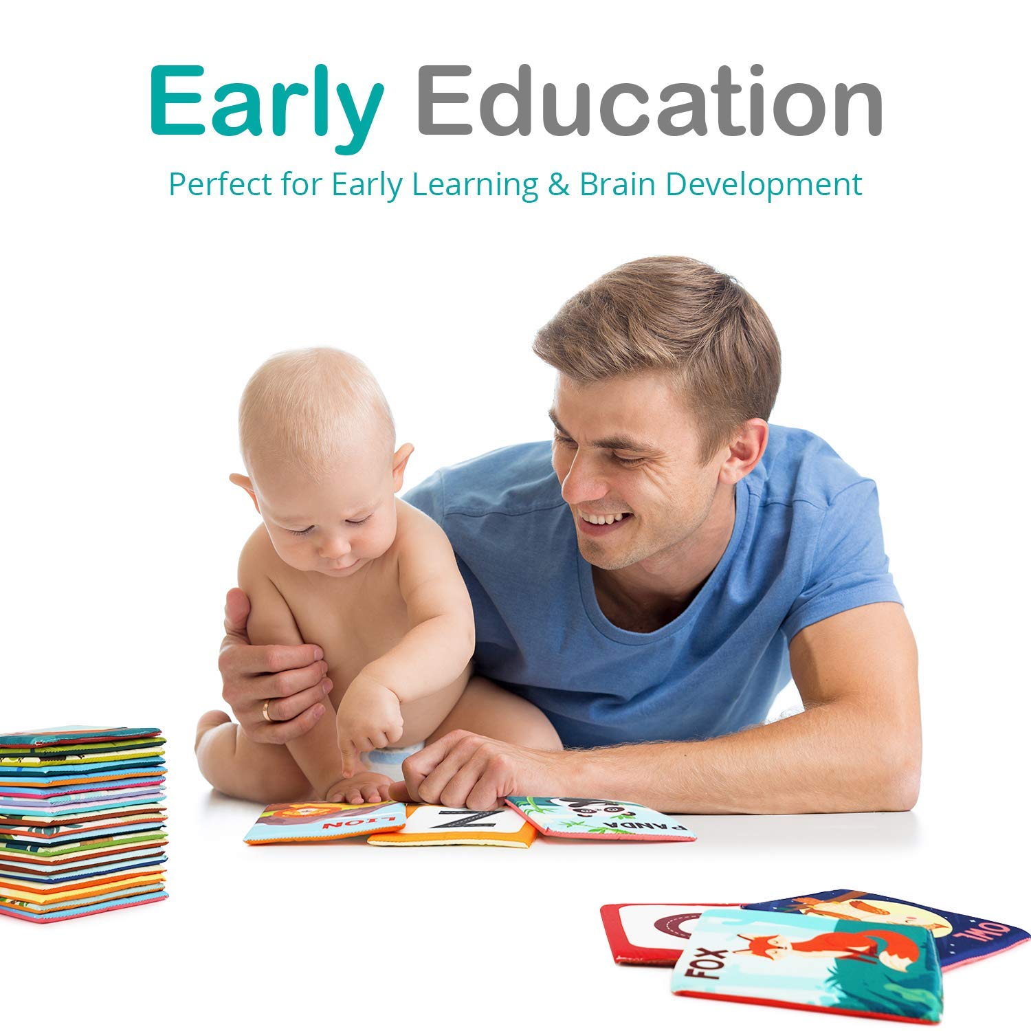 **Best Early Learning Bundle for Babies & Toddlers - My First Family Album, Soft Alphabet Flash Cards, Photo Cloth Book & Animal Cloth Cards - Perfect Gift Set for Newborns, Infants & Kids - Ideal for Playtime, Learning & Memory Development**