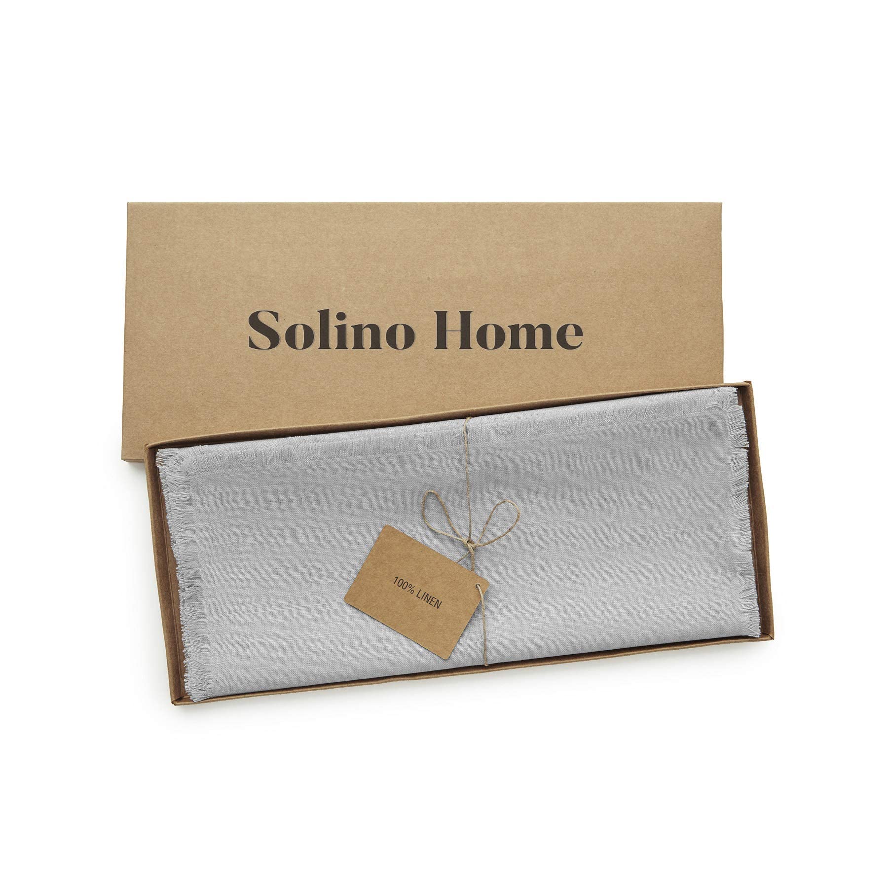 Solino Linen Table Runner 14x60 Inch - Light Grey for Coffee & Dresser Tables