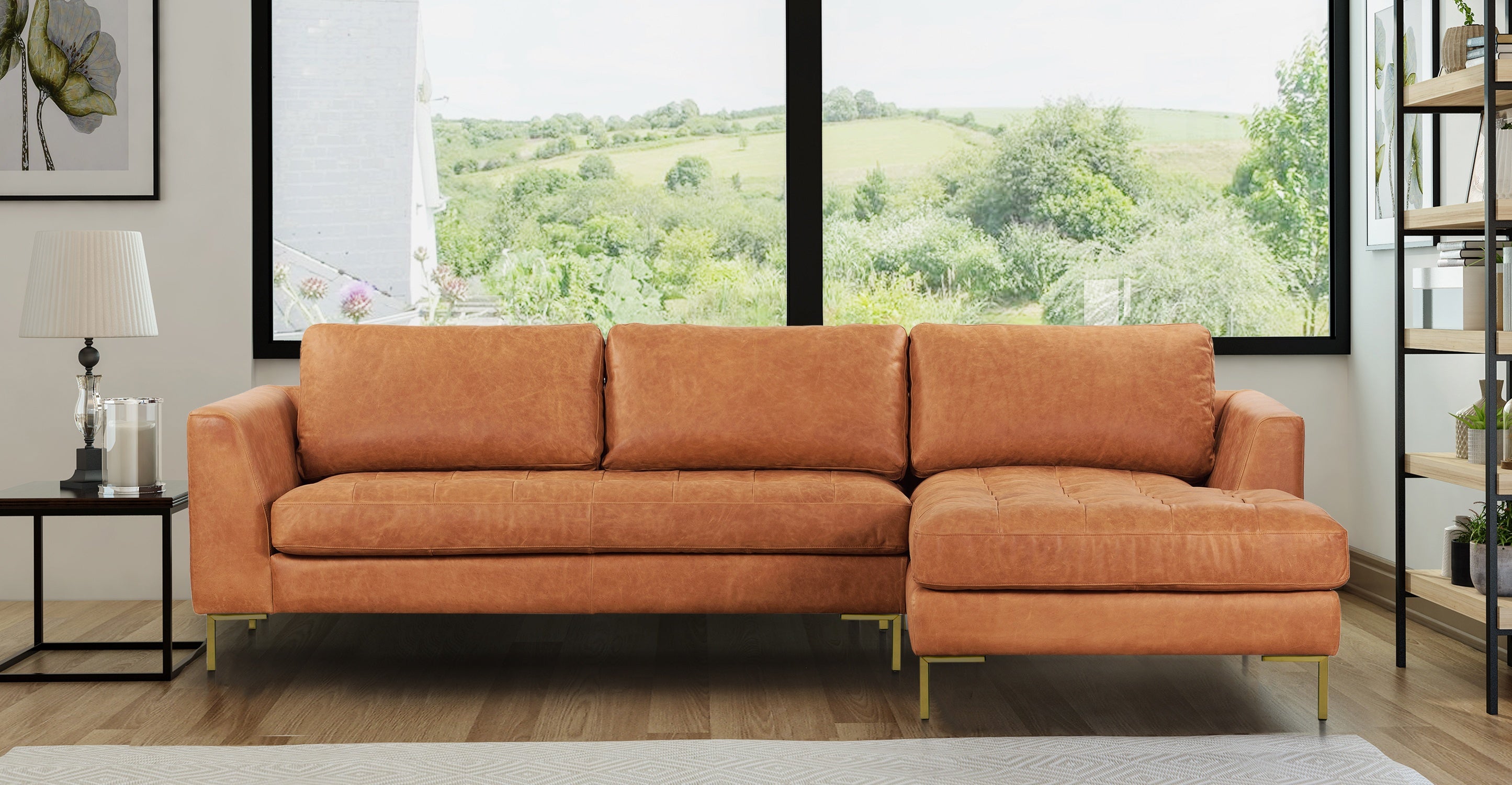 Modern Calle Right Facing Sectional Sofa - L-Shaped Corner Couch for Living Room, Family Room & Small Spaces | Comfortable Fabric Upholstery with Reversible Chaise