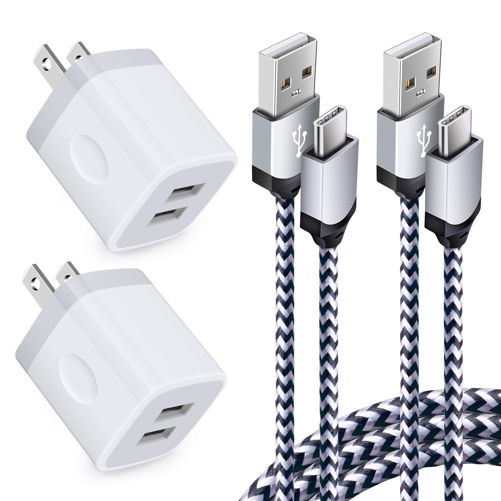 Fast Charging USB C Wall Charger Block with 6ft Cable - Compatible with Samsung Galaxy S23/S22/S21/S20/Note 20, Google Pixel 8/7/6/5/4 Series - 2.1A Quick Charge for Phones, Tablets & More - Perfect for Home, Office & Travel