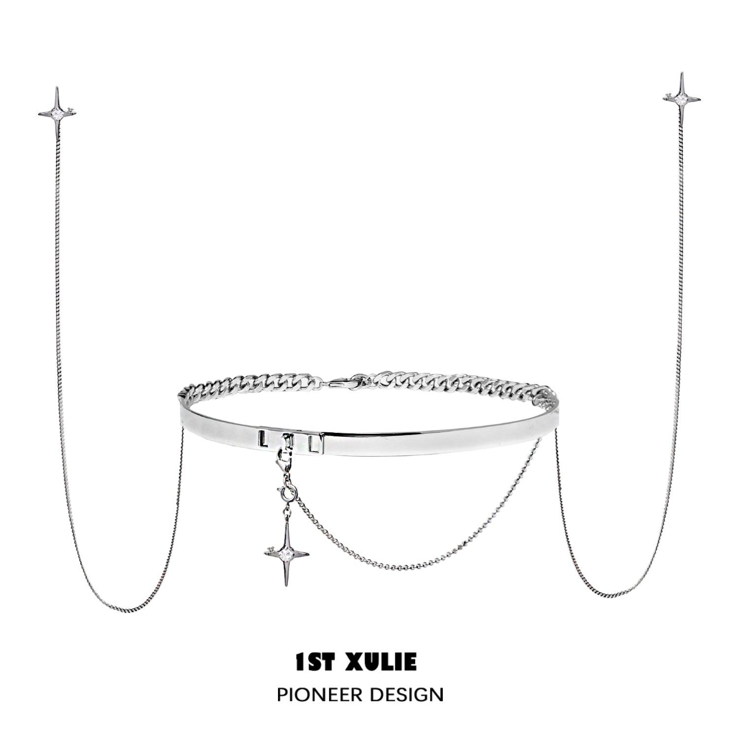 18k Platinum Plated Star Trails Necklace Set - Elegant Choker for Women, Perfect for Evening Parties, Weddings & Special Occasions