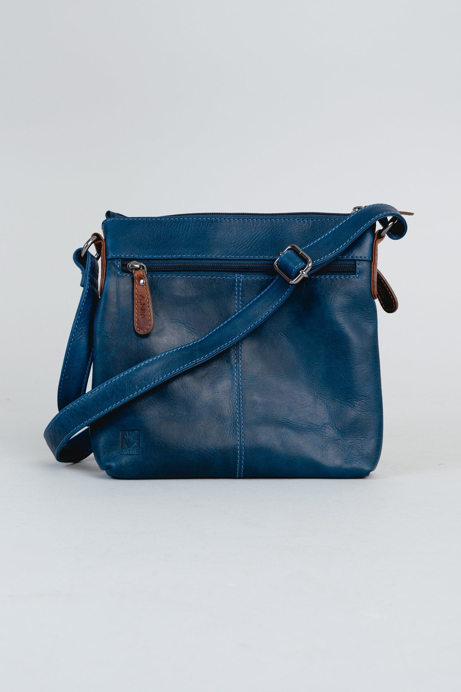 Adrian Klis 1740 Genuine Leather Purse for Women - Blue & Tan Crossbody Bag - Perfect for Work, Travel & Everyday Use